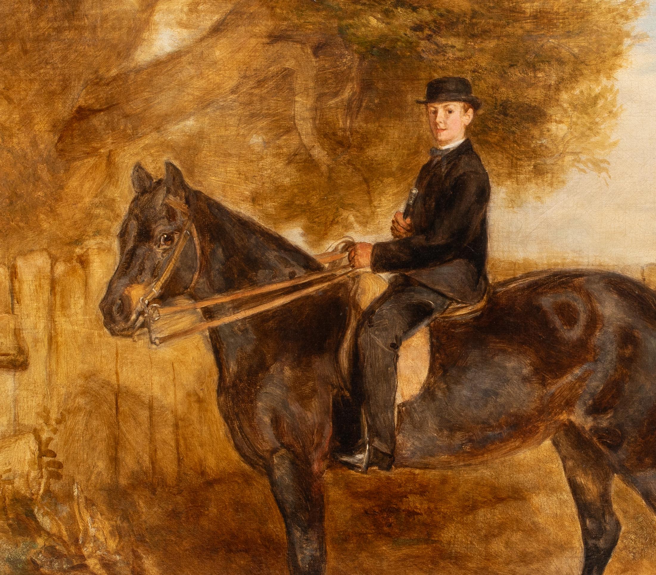 Portrait Of A Boy & His Horse, 19th Century   Walter Harrowing (1838-1913) For Sale 7