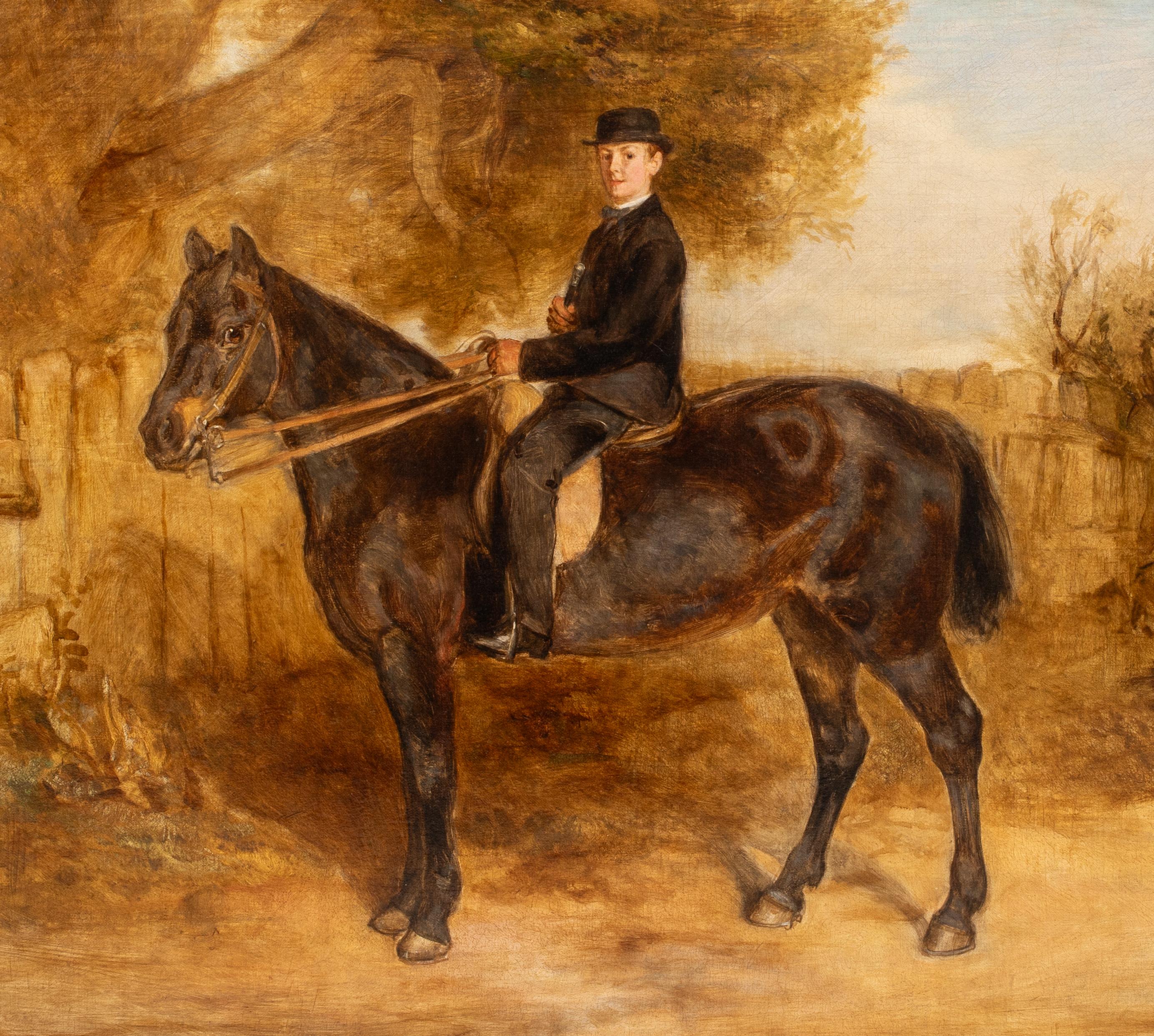 Portrait Of A Boy & His Horse, 19th Century   Walter Harrowing (1838-1913) For Sale 2