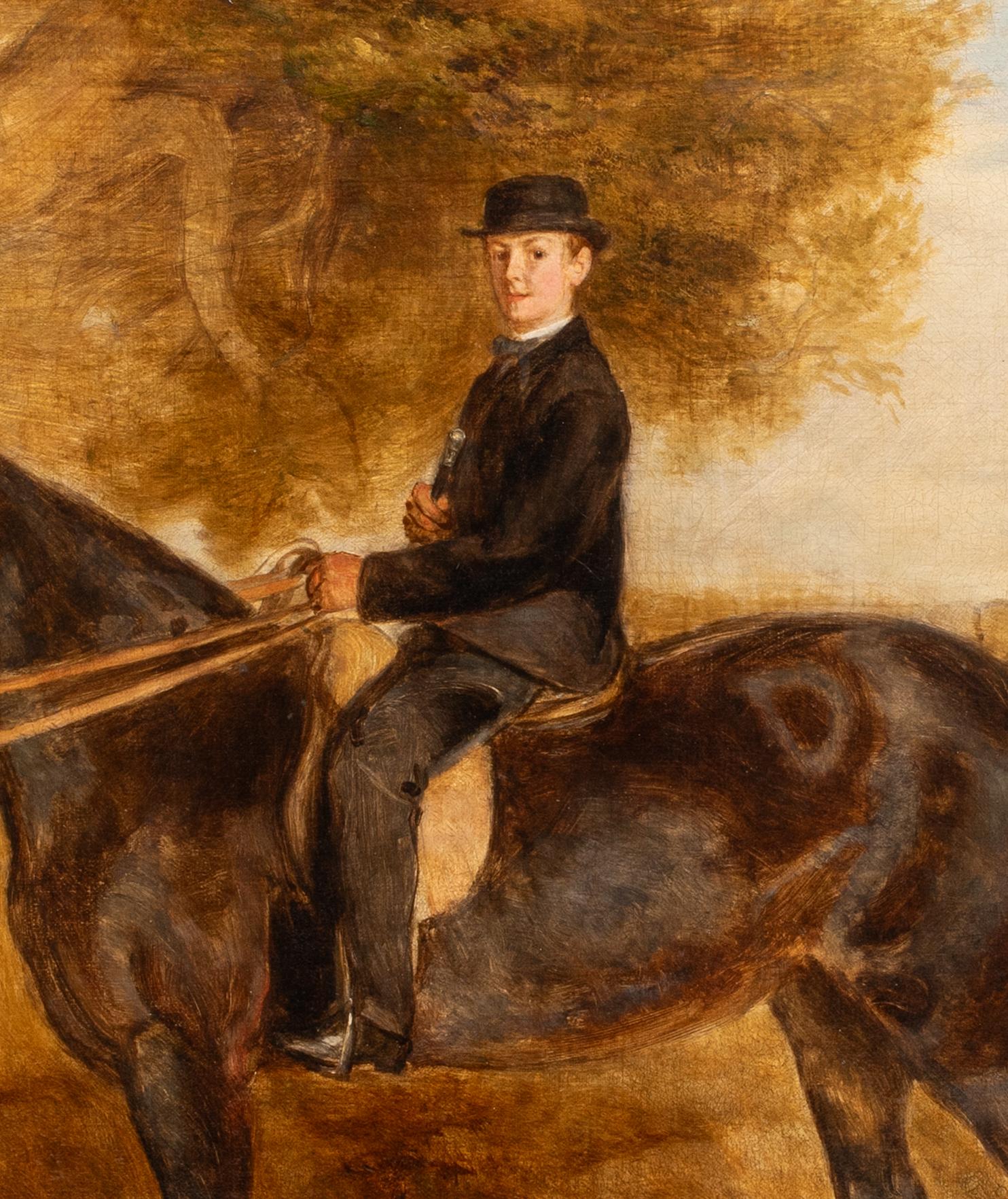 Portrait Of A Boy & His Horse, 19th Century   Walter Harrowing (1838-1913) For Sale 3