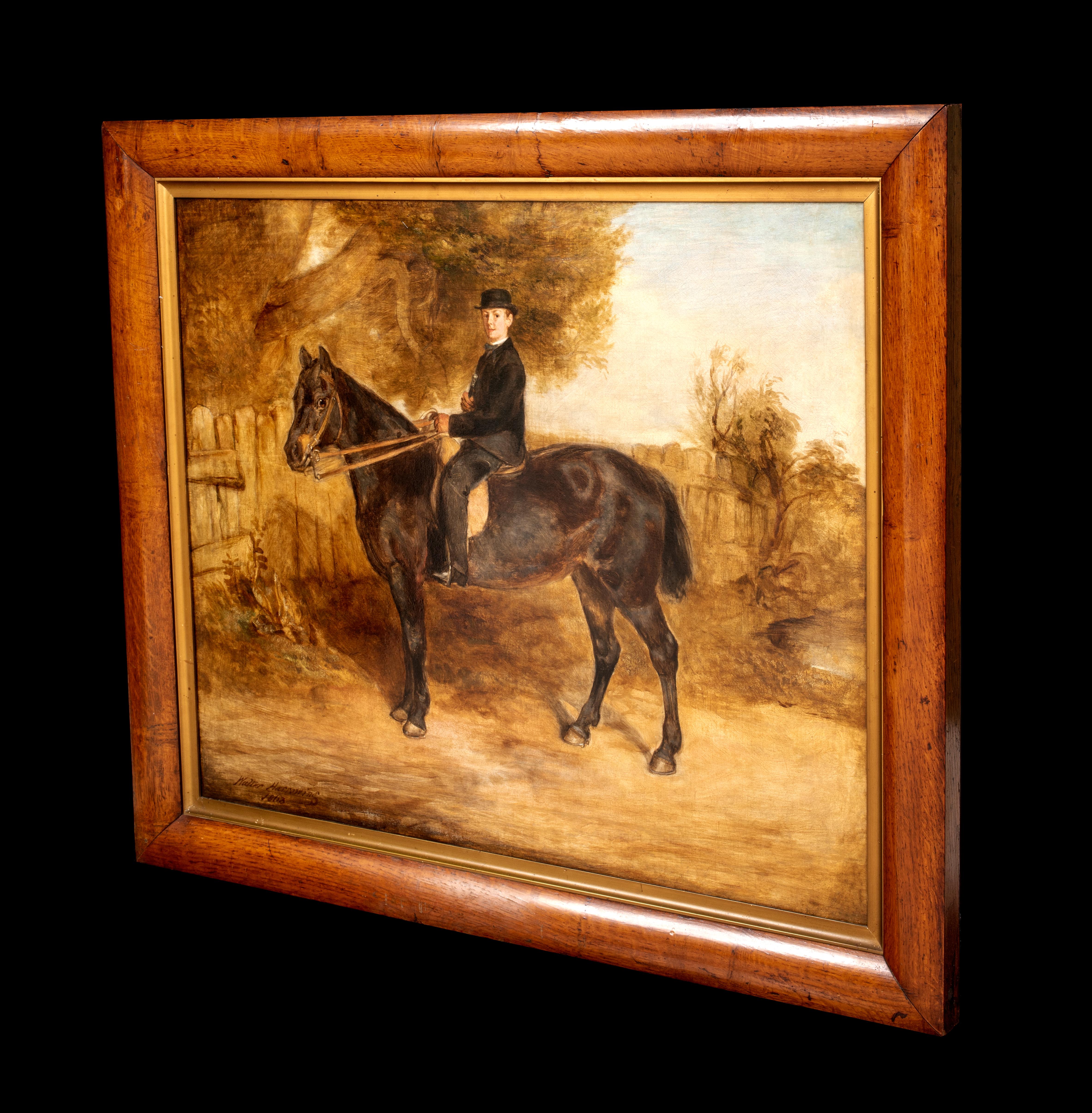 Portrait Of A Boy & His Horse, 19th Century   Walter Harrowing (1838-1913) For Sale 5
