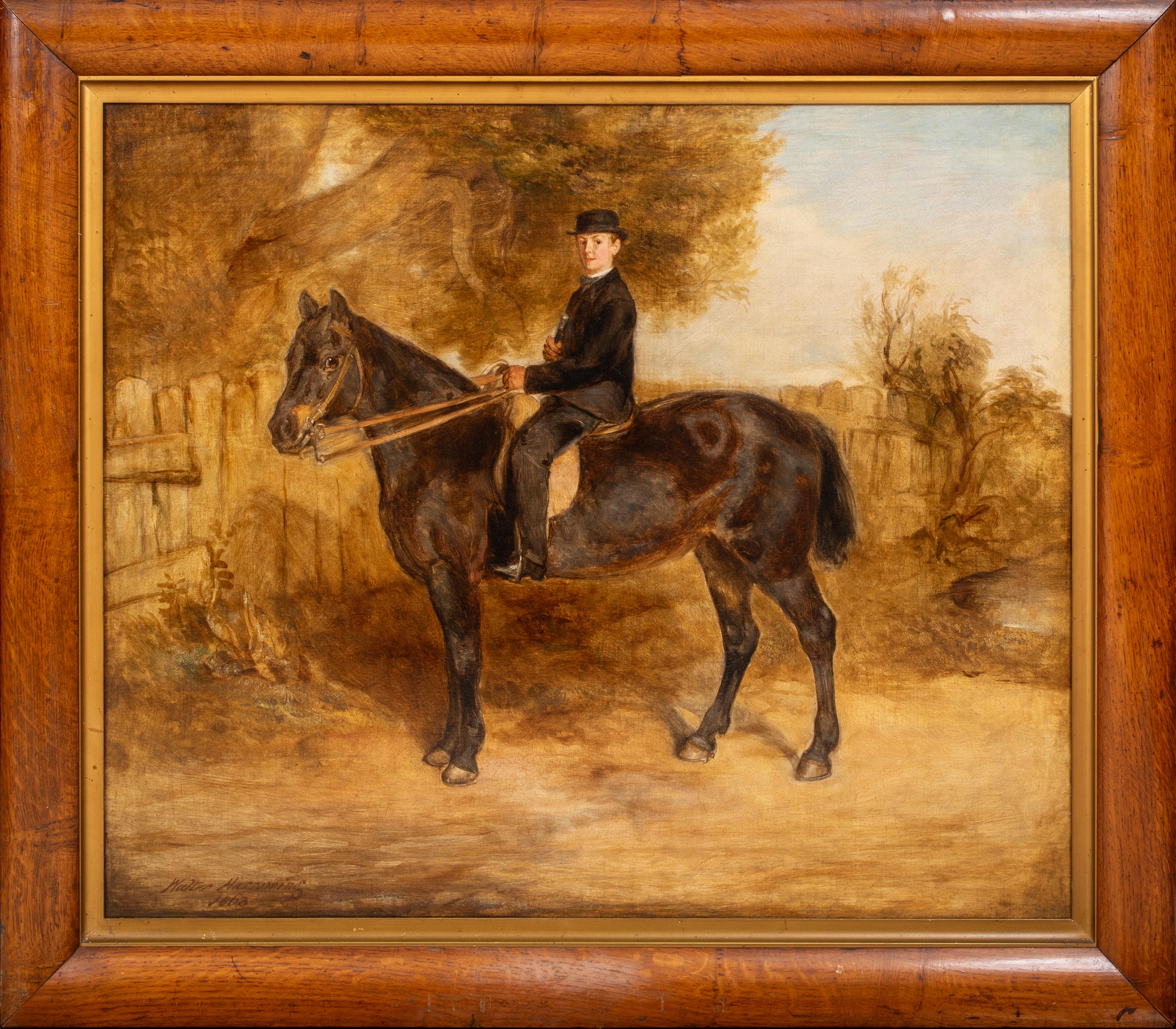 Unknown Portrait Painting - Portrait Of A Boy & His Horse, 19th Century   Walter Harrowing (1838-1913)