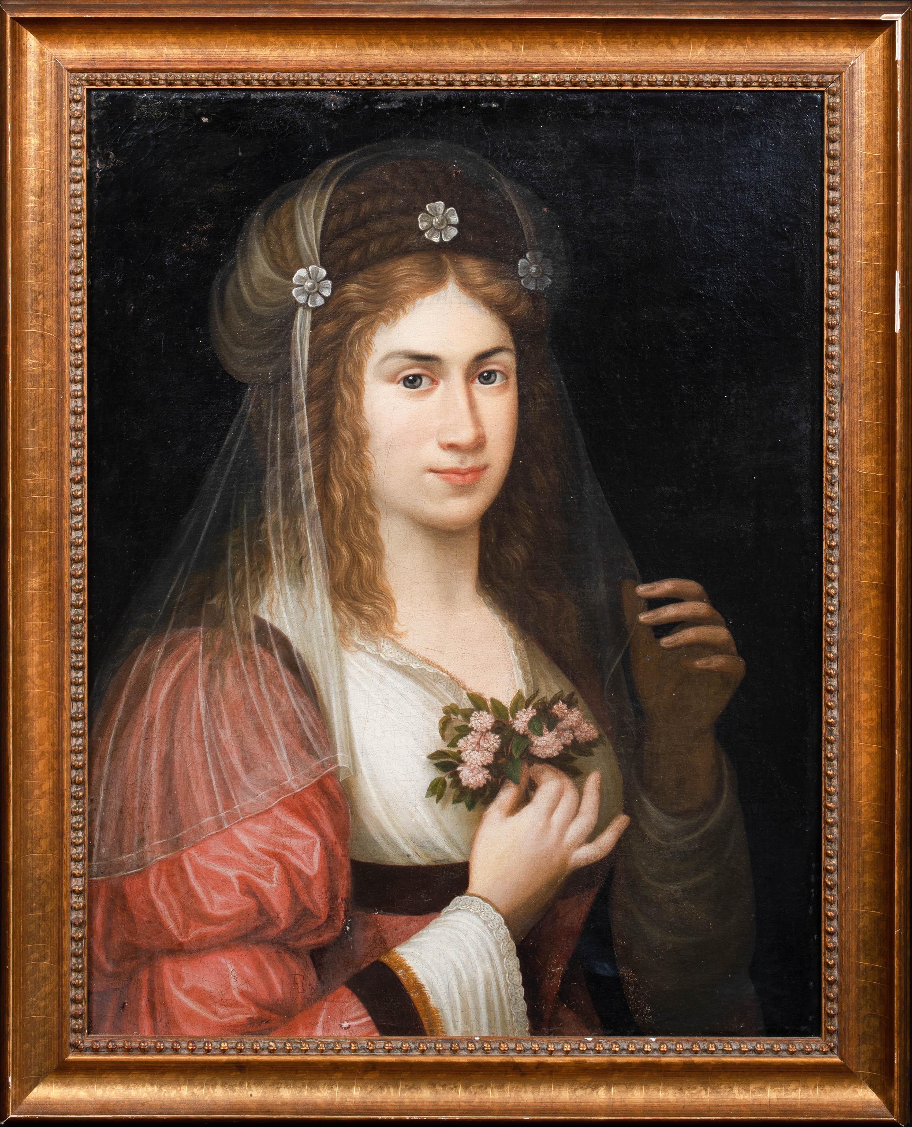Ritratto di una sposa, XVII secolo  - Scuola Europea - stencil di Christies - Painting di Unknown