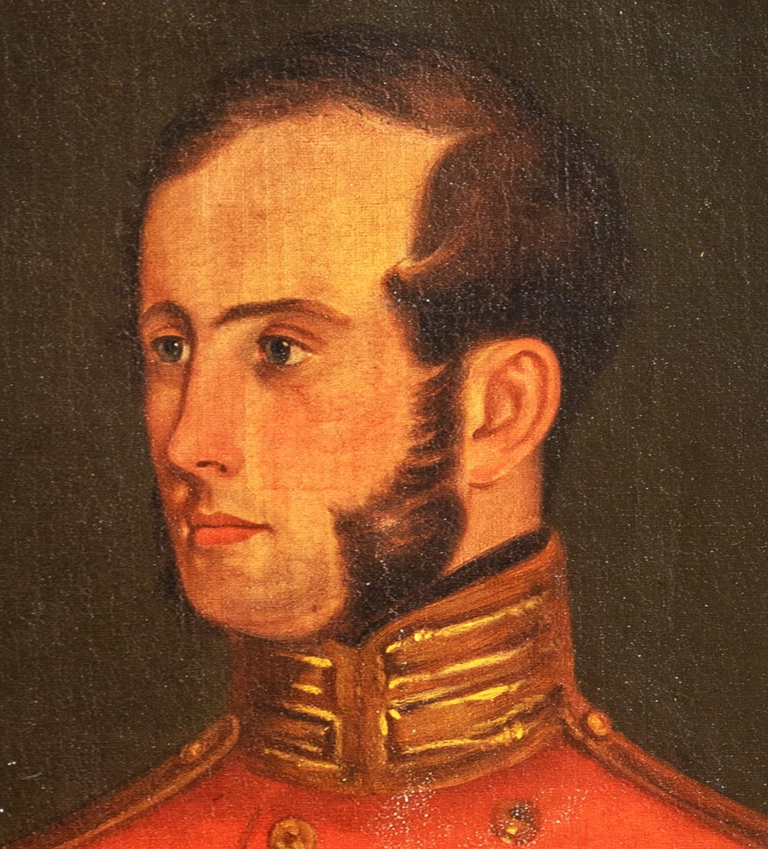 Portrait Of A British Officer, early 19th Century

Napoleonic wars Era

Early 19th Century Napoleonic Wars Era portrait of a British military officer, oil on canvas. Excellent quality and condition portrait of the officer in his red tunic at bust