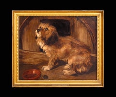 Retrato de un perro terrier marrón, del círculo de Sir Edwin Landseer, siglo XIX