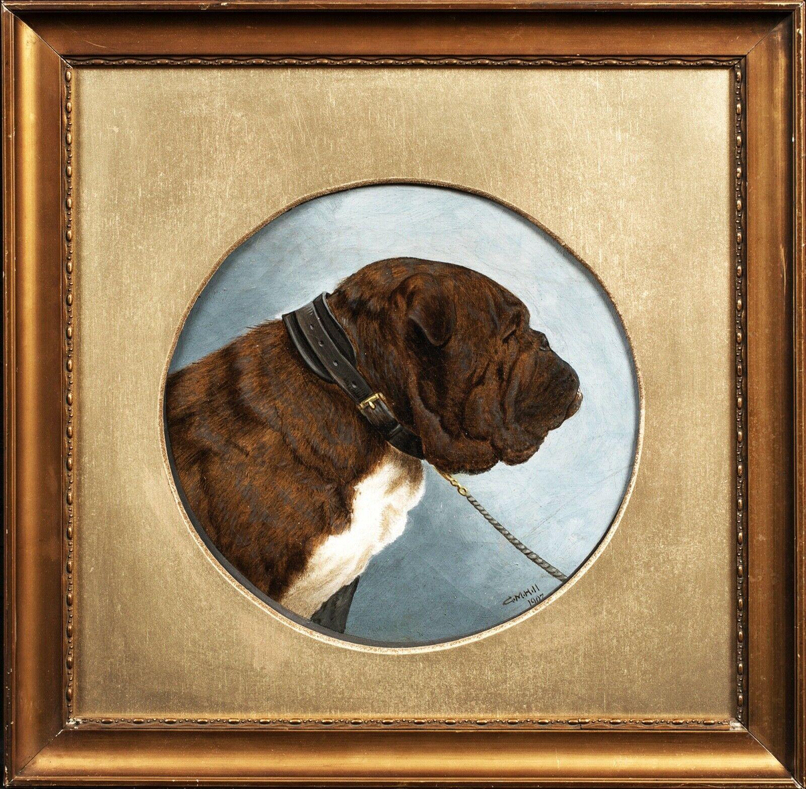 Portrait Of A Bulldog, dated 1907 - Painting by Unknown