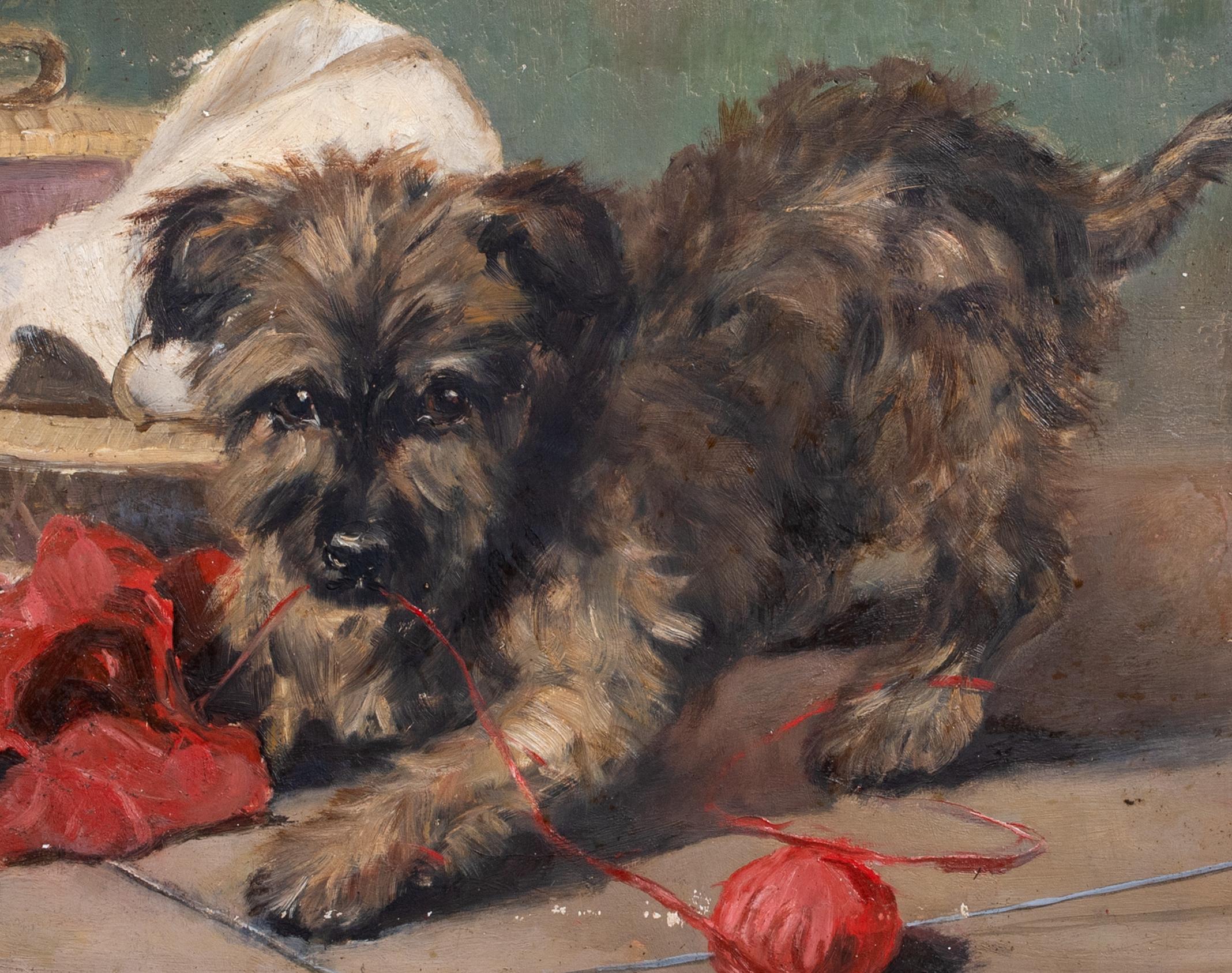 Portrait Of A Carin Terrier Puppy Playing, 19th Century  by Robert Smellie 1