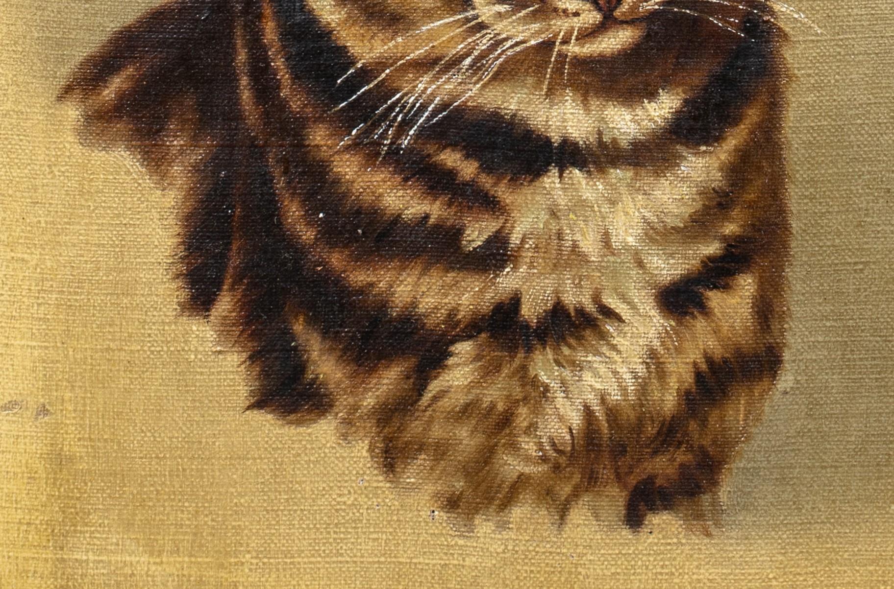 Portrait Of A Cat, 19th Century

English School

19th Century Portrait of a Tabby Cat, oil on canvas. Rare circa 1900 cat painting in excellent original condition for its age painter by an accomplished artist. Presented in its original antique gilt