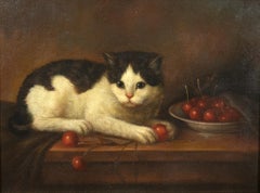 Portrait Of A Cat & Cherries, circa 1800