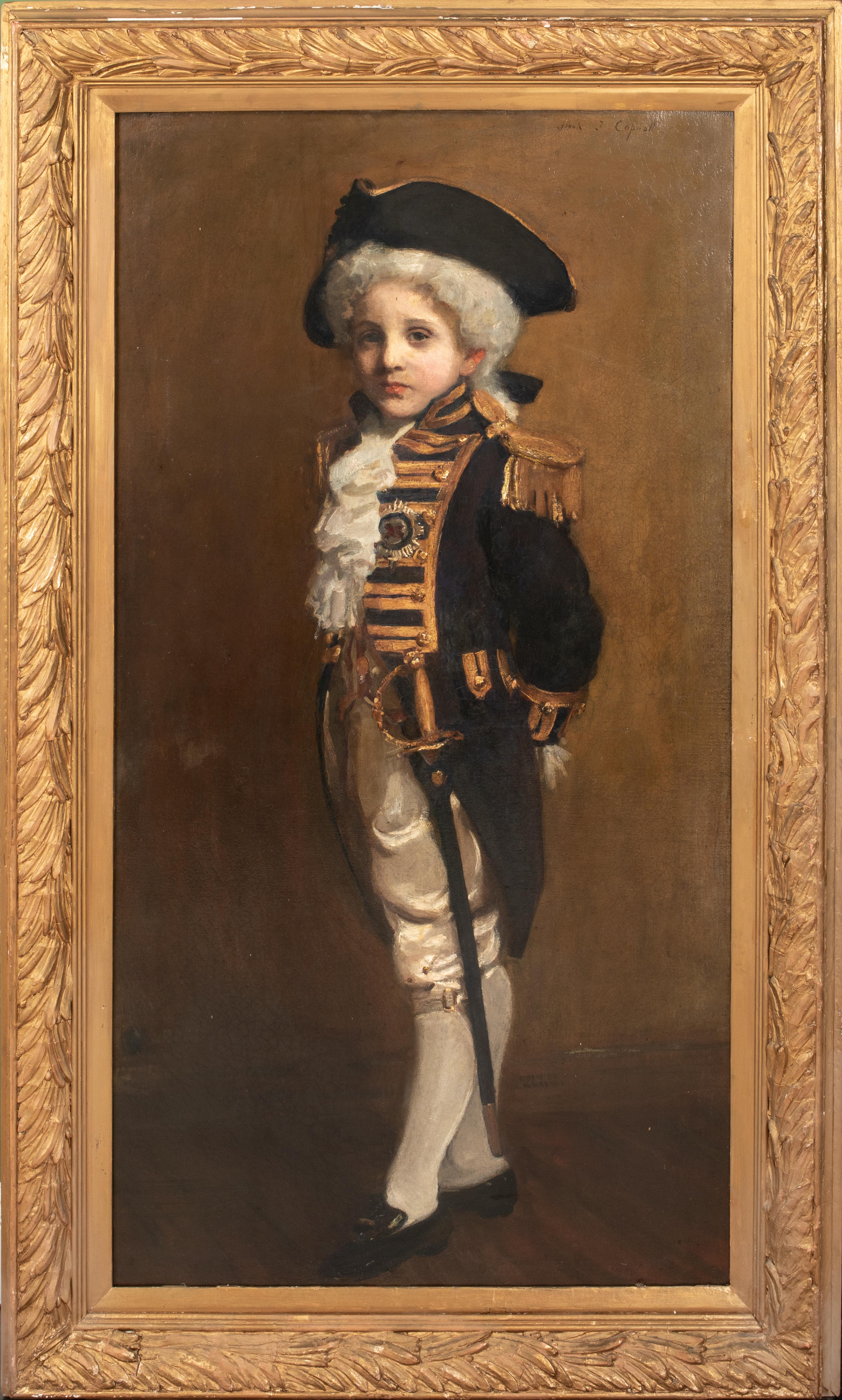 Unknown Portrait Painting –  Porträt eines Kindes als Lord Nelson, 19. Jahrhundert   FRANK THOMAS COPNALL