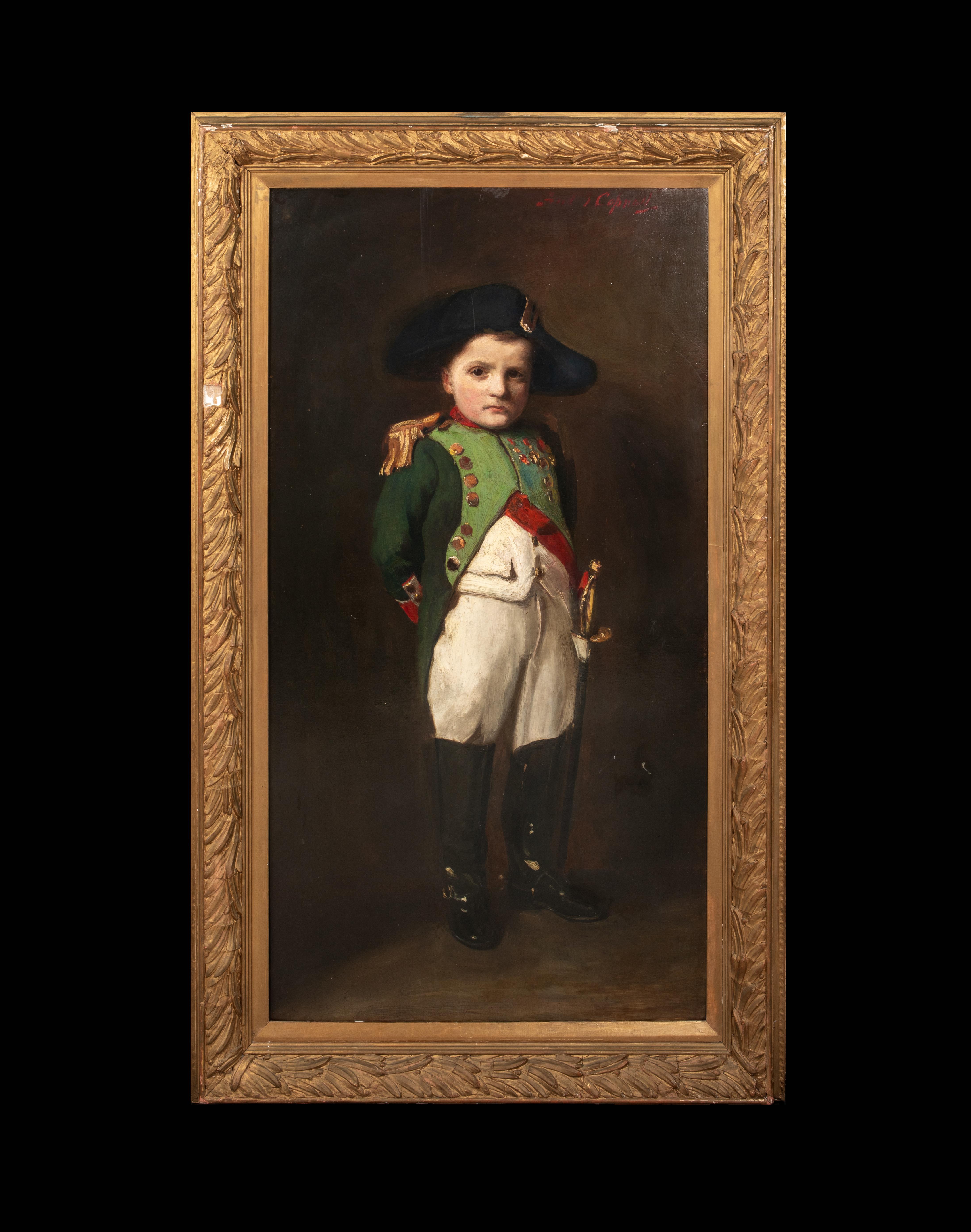 Portrait d'un enfant en Napoléon Bonaparte, 19e siècle   FRANK THOMAS COPNALL  - Painting de Unknown