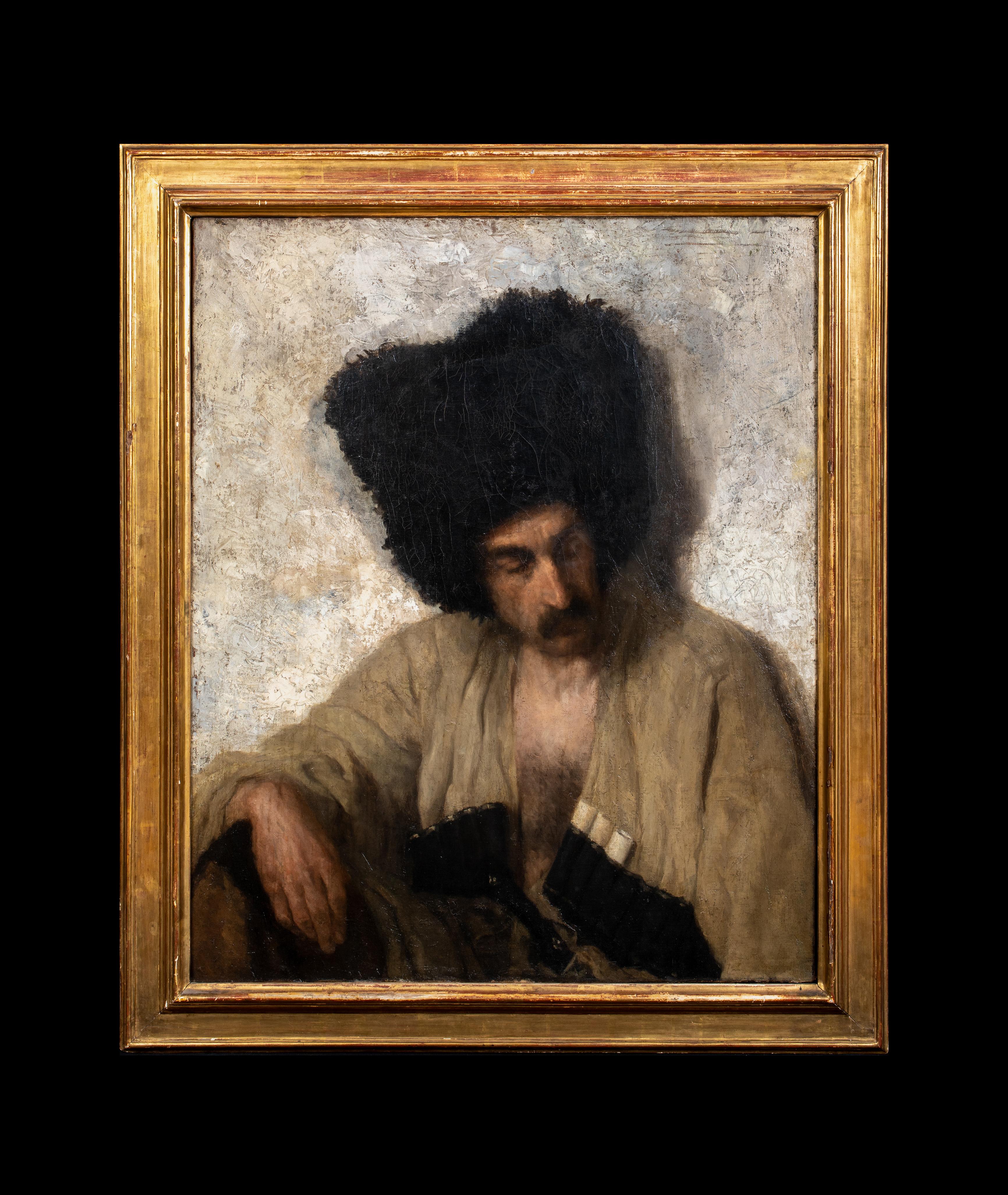 Ritratto di un guerrigliero circasso, scuola russa del XIX secolo - Storia turca - Painting di Unknown