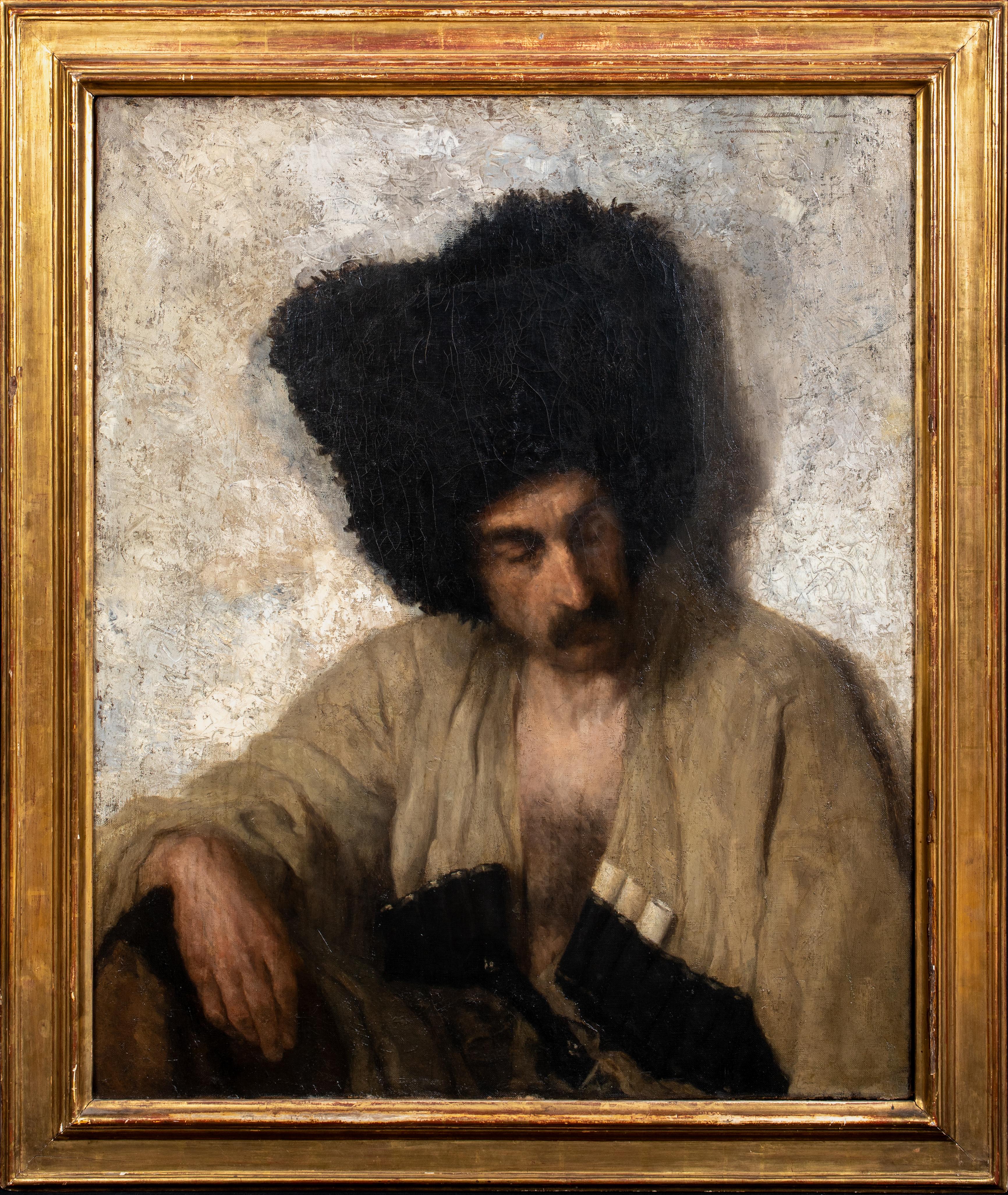 Portrait Painting Unknown - Portrait d'une Guerilla circassienne, école russe du 19e siècle - Histoire de la Turquie