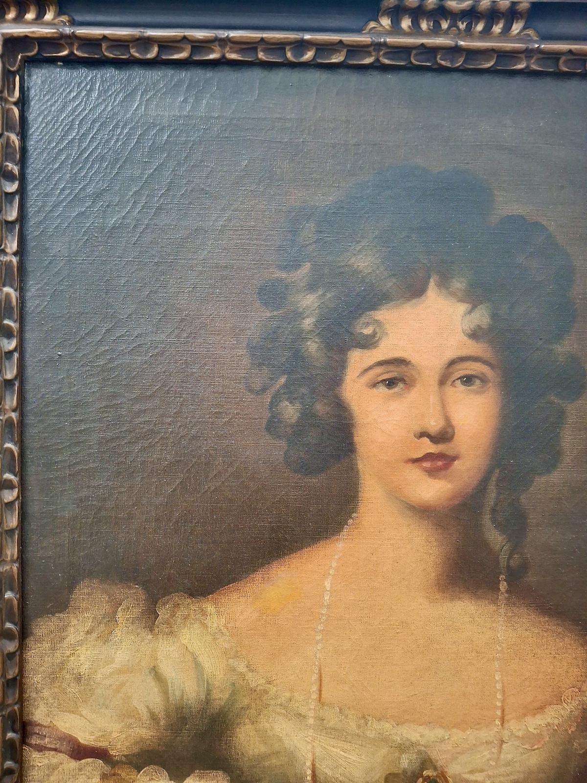 Portrait d'une beauté classique du 19e siècle - Marron Portrait Painting par Unknown