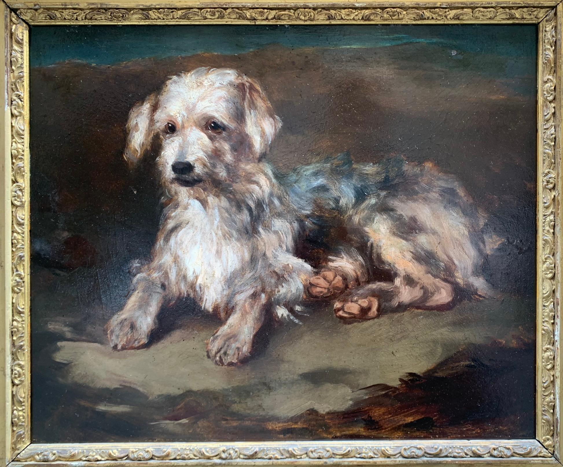 Portrait of a dog: reclining Terrier. Late 19th century. 8