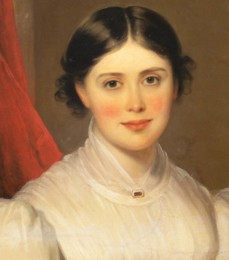 Portrait Of A Eliza Wilson, circa 1830

by Thomas Barber (1768-1843)

Large 19th Century English portrait of Eliza Barber, oil on canvas by Thomas Barber. Excellent quality and condition half length portrait in a white dress. Fully inscribed with