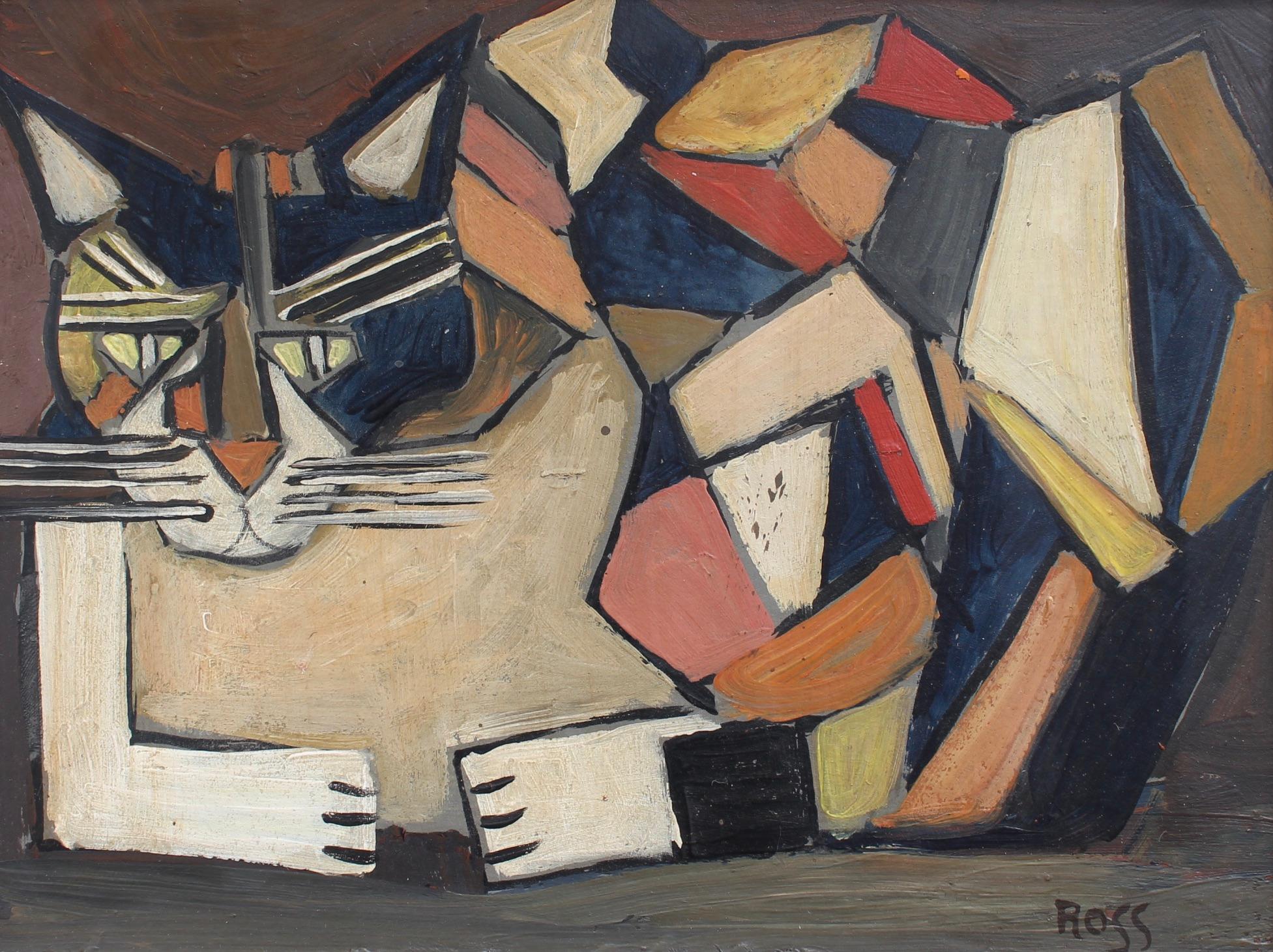 Unknown Animal Painting - 'Portrait of a Feline' by Ross 