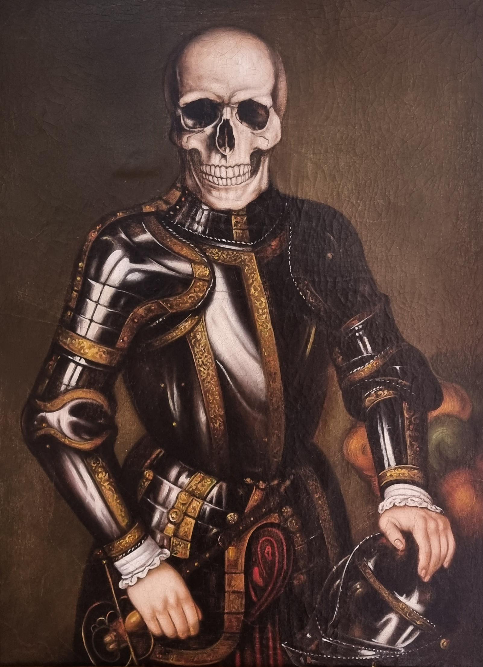 Portrait of a Figure in Armour with a Skeleton Head, Central European School 