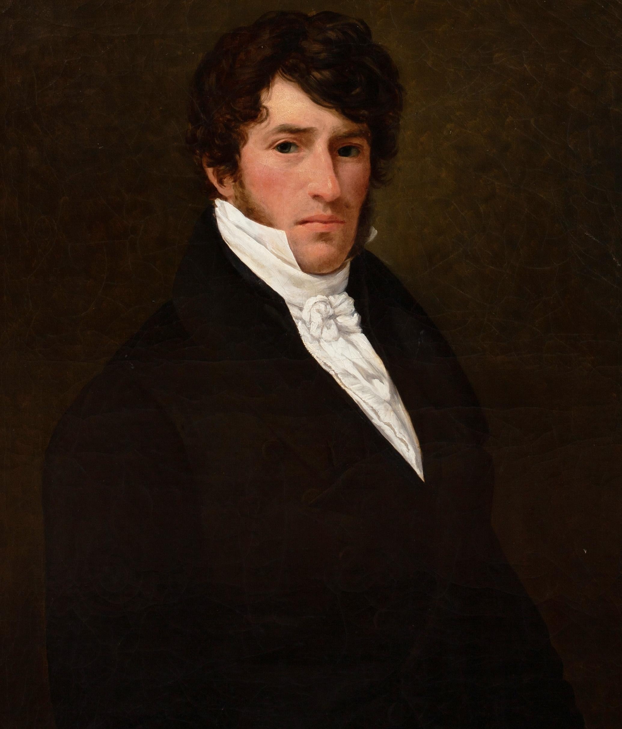 Portrait Of A Gentleman, circa 1810   - Black Portrait Painting by Unknown