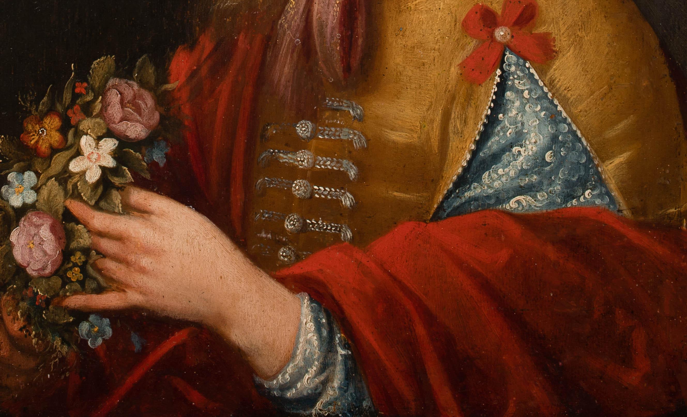 Portrait Of A Gentleman Holding Flowers, circa 1600  Flemish School For Sale 1