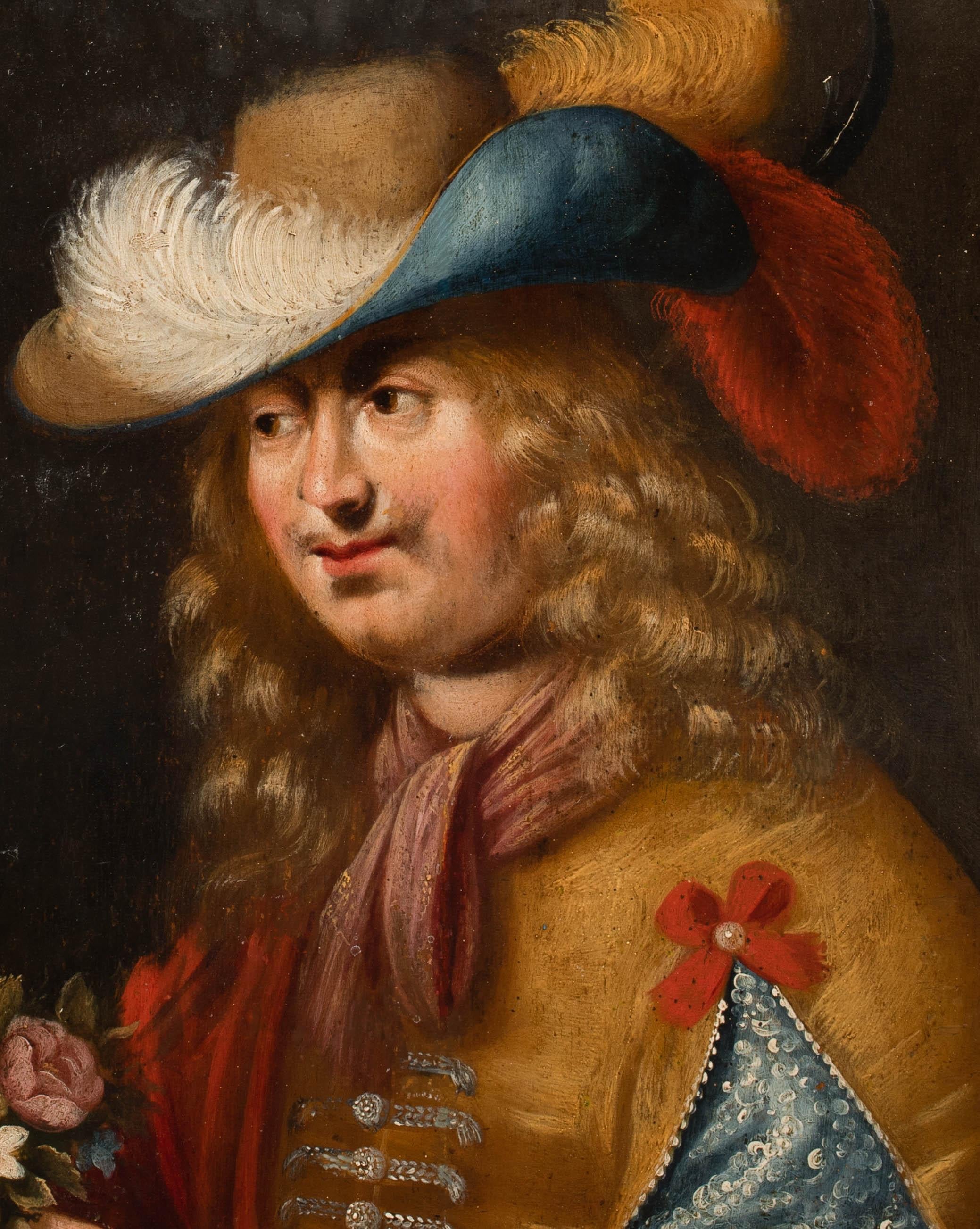 Porträt eines Gentleman, der Blumen hält, um 1600  Flämische Schule im Angebot 5