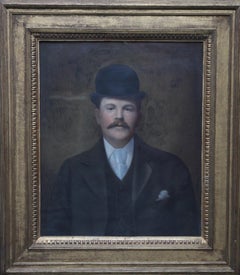 Portrait d'un gentleman portant un chapeau melon - Art britannique de la fin du XIXe siècle