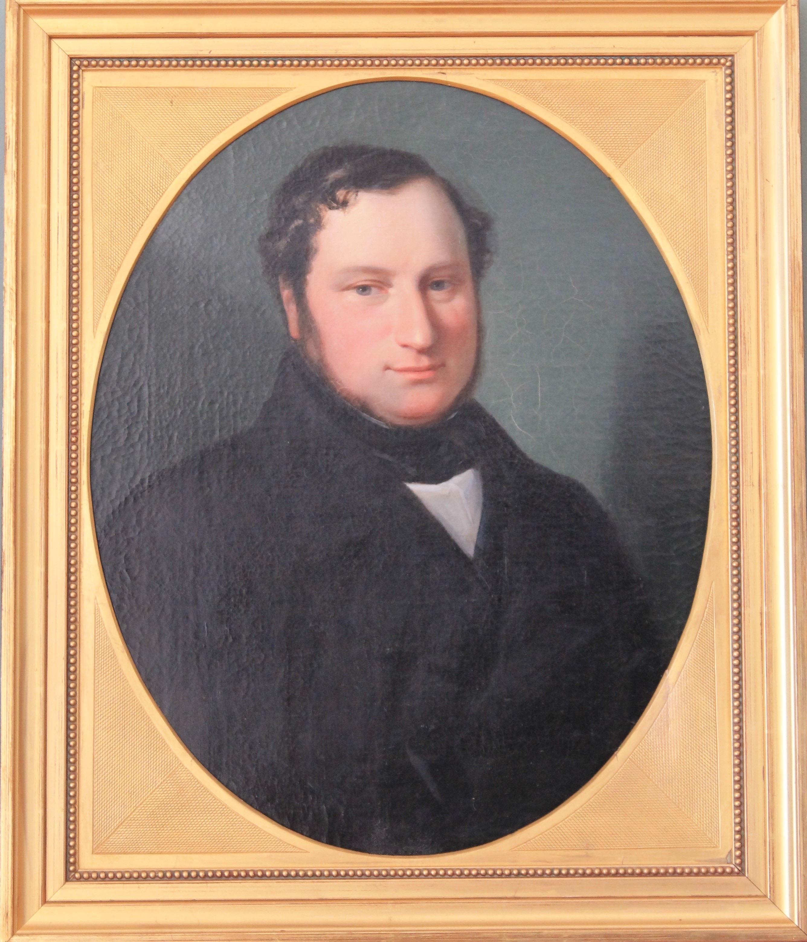 Portrait Painting Unknown - Portrait d'un gentleman, portrait d'un homme du 19e siècle, portrait antique homme