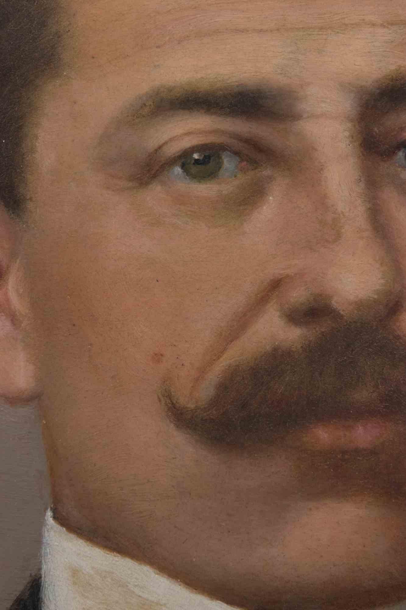 Portrait d'un gentleman à la moustache - Peinture à l'huile - Début du 20e siècle - Contemporain Painting par Unknown