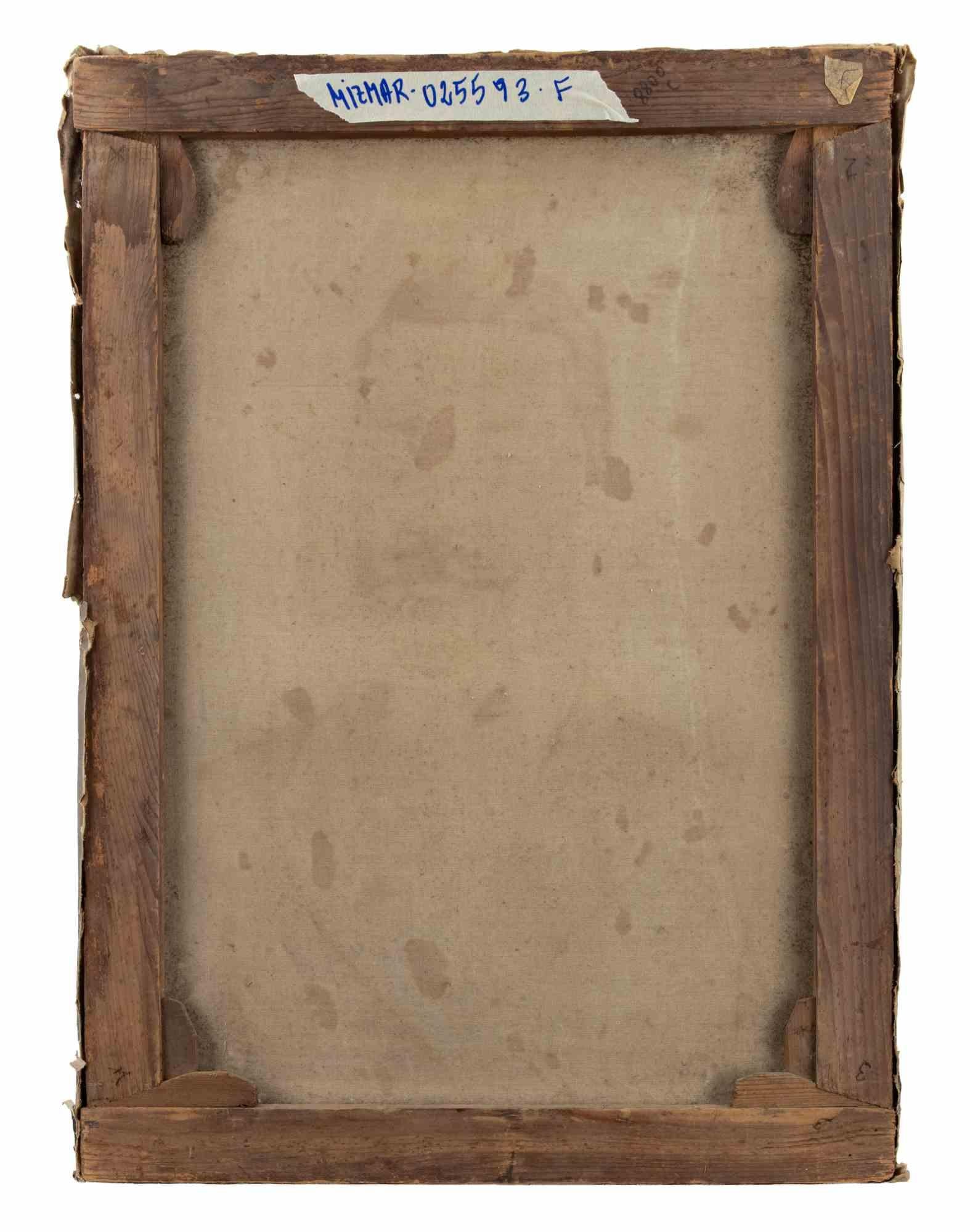 Portrait d'un gentleman à la moustache - Peinture à l'huile - Début du 20e siècle - Noir Figurative Painting par Unknown