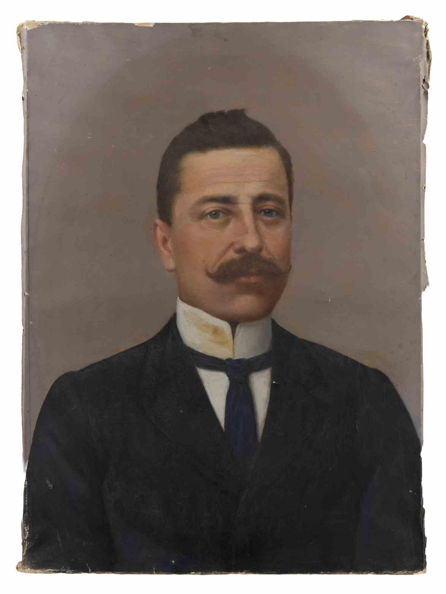 Portrait of a Gentleman with Moustache - Oil Paint - Early 20th Century