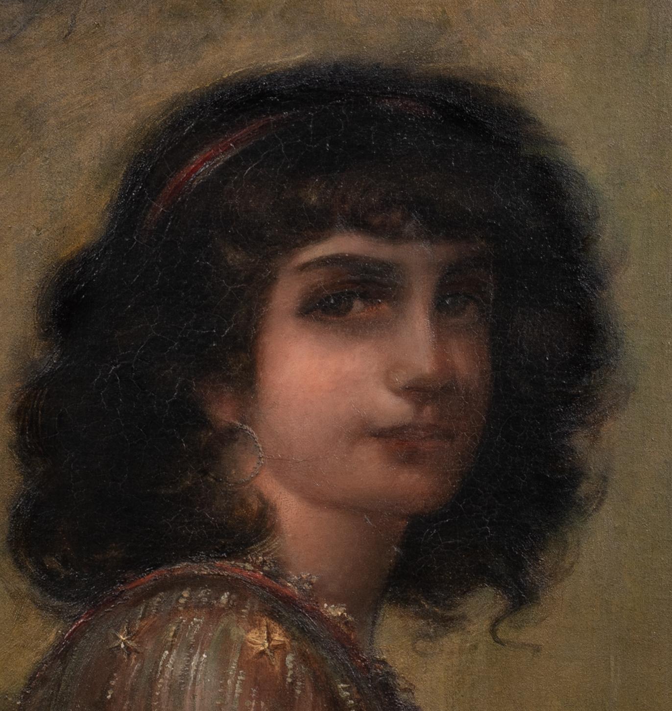 Portrait Of A Gipsy Girl, 19th Century  by Alix Louise ENAULT (1860-1913)  For Sale 5