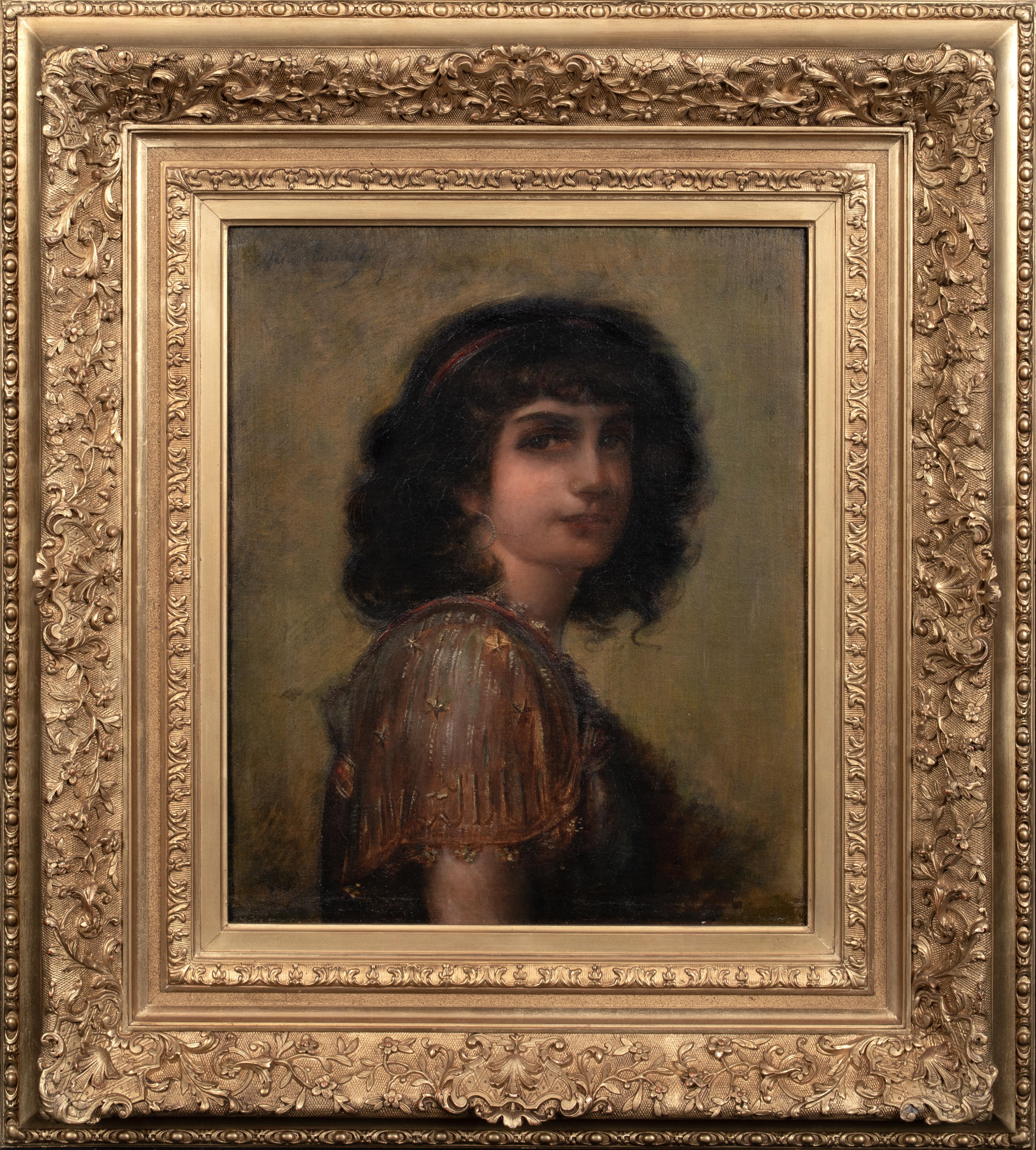 Unknown Portrait Painting - Portrait Of A Gipsy Girl, 19th Century  by Alix Louise ENAULT (1860-1913) 