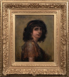 Antique Portrait Of A Gipsy Girl, 19th Century  by Alix Louise ENAULT (1860-1913) 