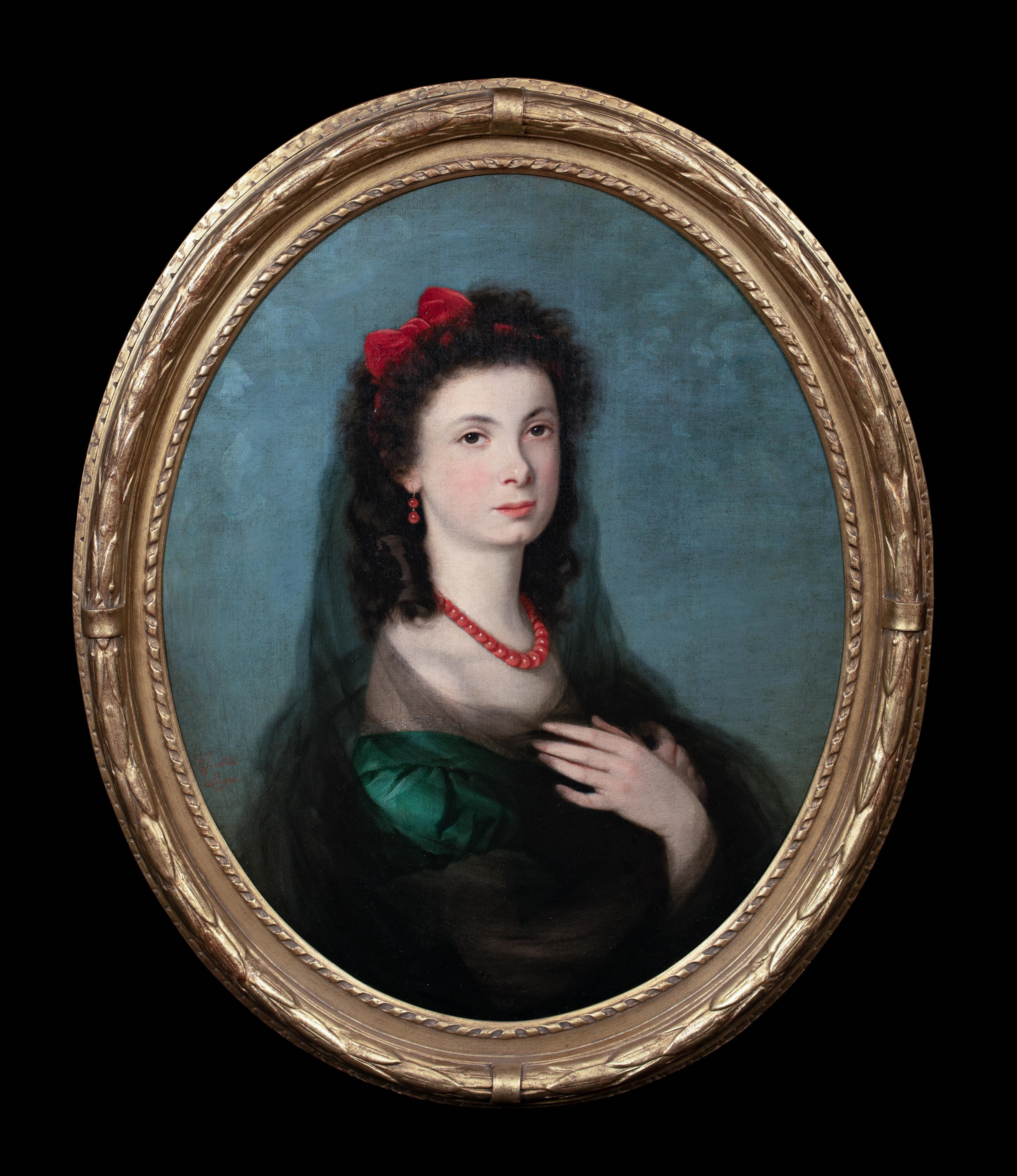 Portrait of A Girl, 19th Century  Italian / Spanish School - Painting by Unknown