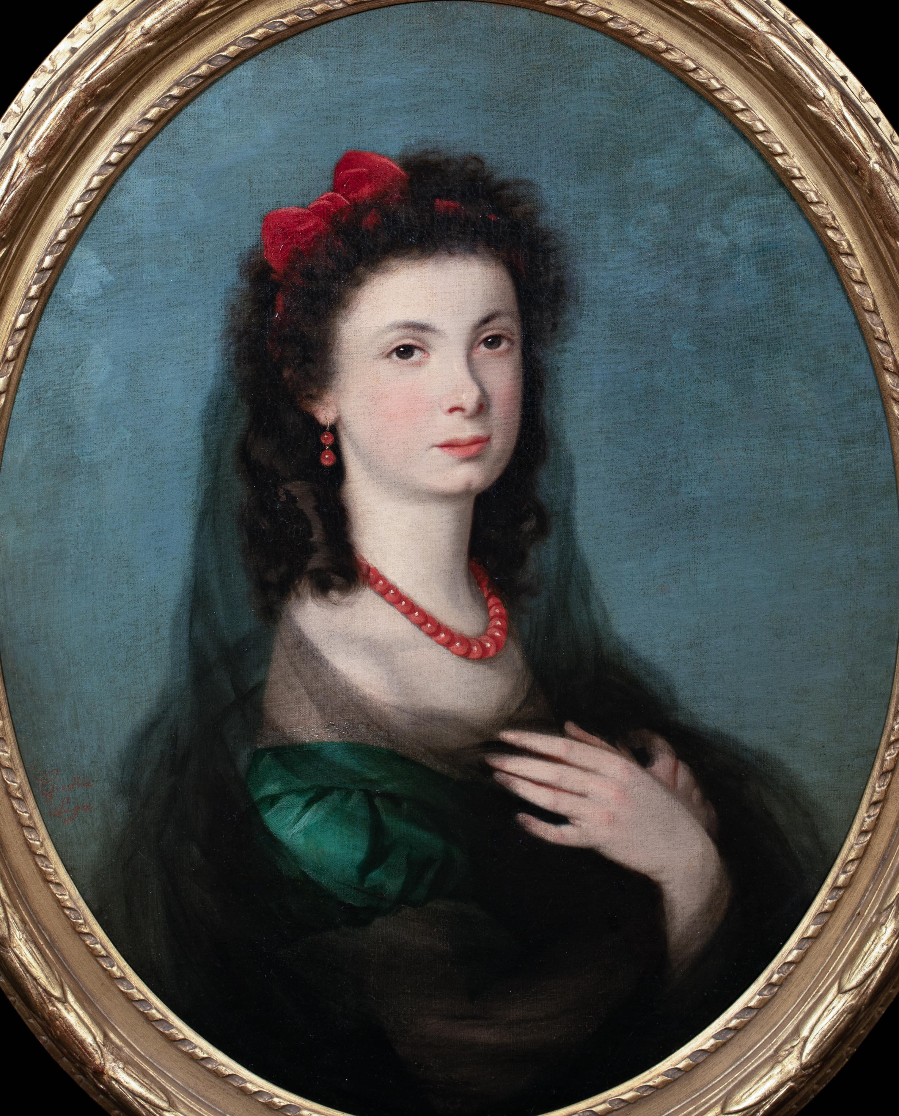 Porträt eines Mädchens, 19. Jahrhundert  Spanische / spanische Schule (Schwarz), Portrait Painting, von Unknown
