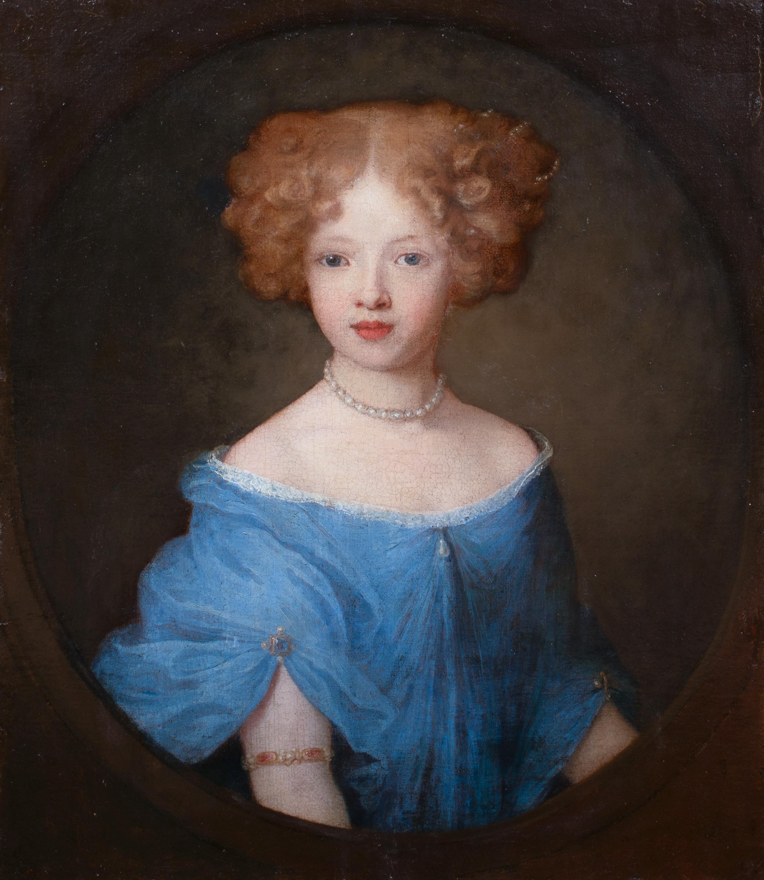 Unknown Portrait Painting - Portrait Of A Girl In A Blue Dress, 17th Century