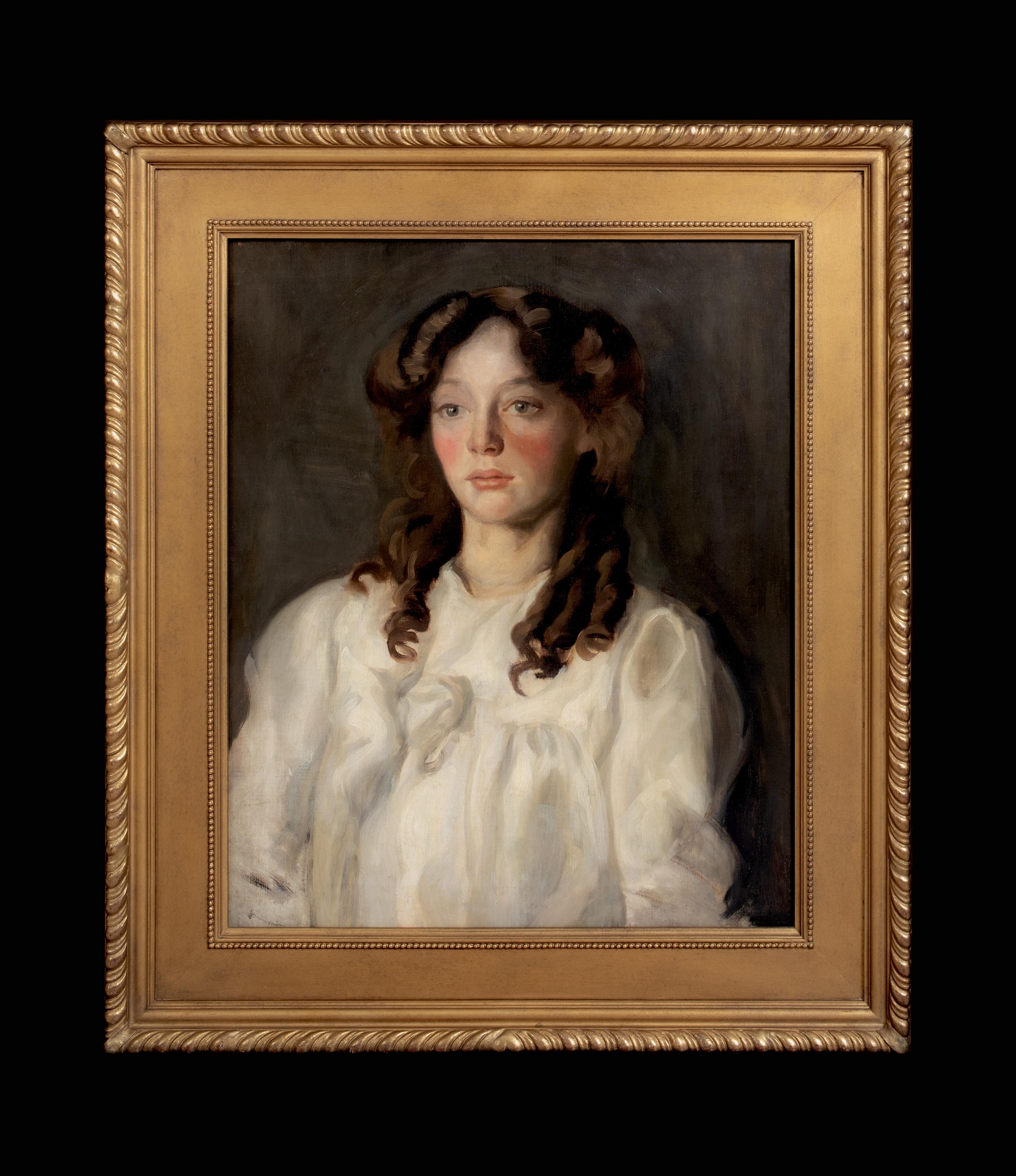 Portrait Of A Girl In White, circa 1900  Portrait Of A Girl In White Hugh RAMSAY - Painting by Unknown