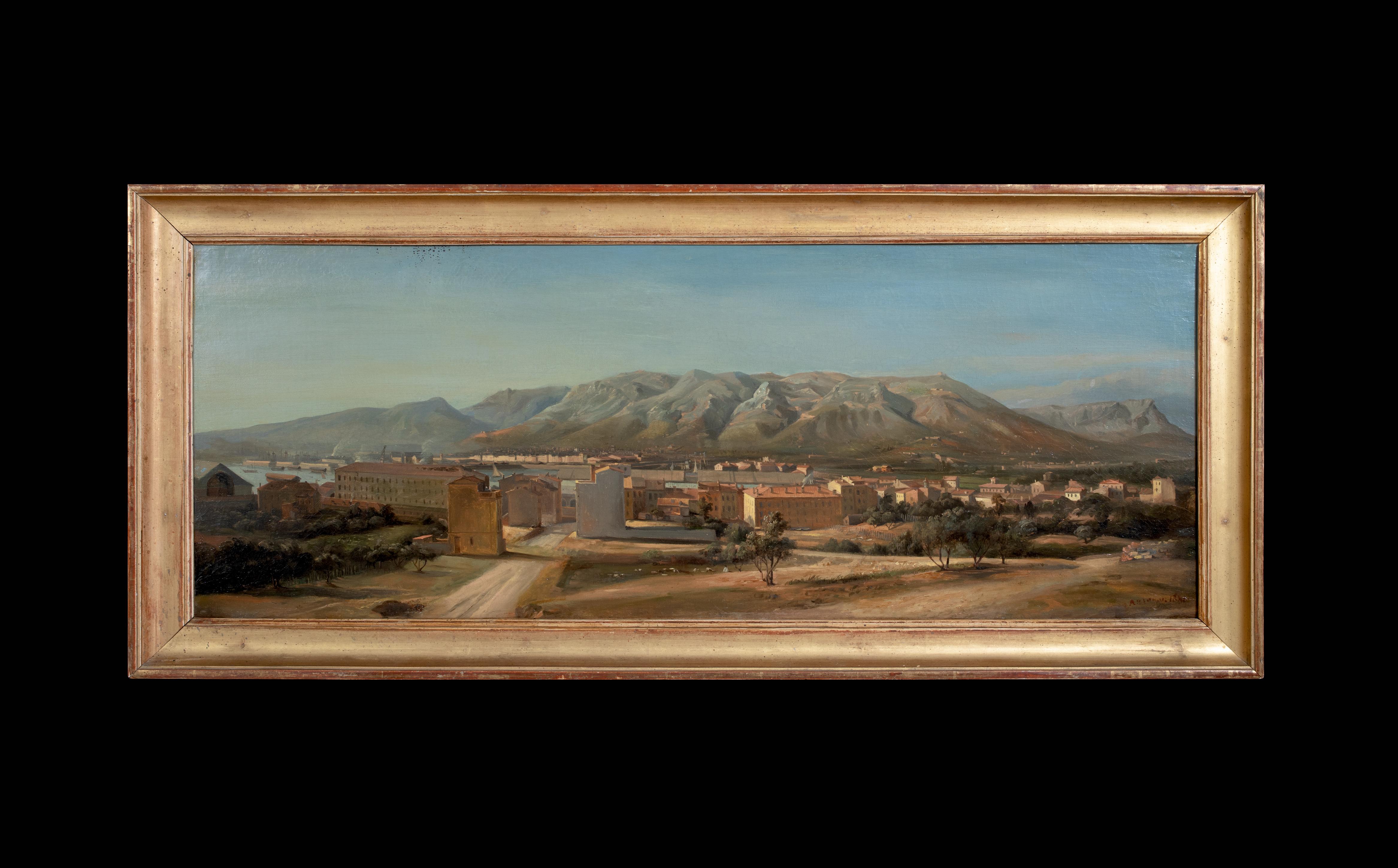 View of Toulon, France, dated 1848  signed indistinctly - Painting by Unknown