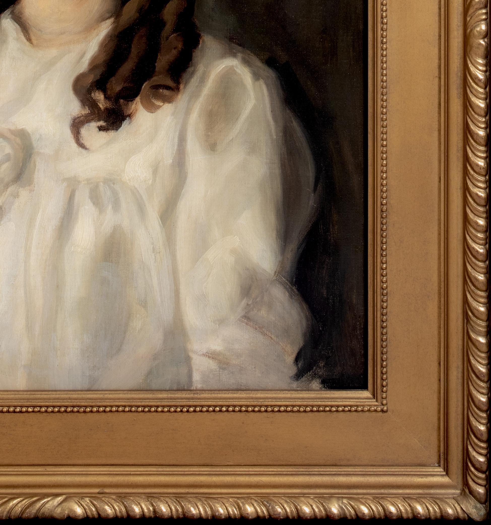 Porträt eines Mädchens in Weiß, um 1900

Porträt eines Mädchens in Weiß Hugh RAMSAY (1877-1906)

Großes edwardianisches Porträt eines Mädchens in Weiß, ca. 1900, Öl auf Leinwand. Ausgezeichnete Qualität und Zustand Zeitraum Porträt ähnlich wie die