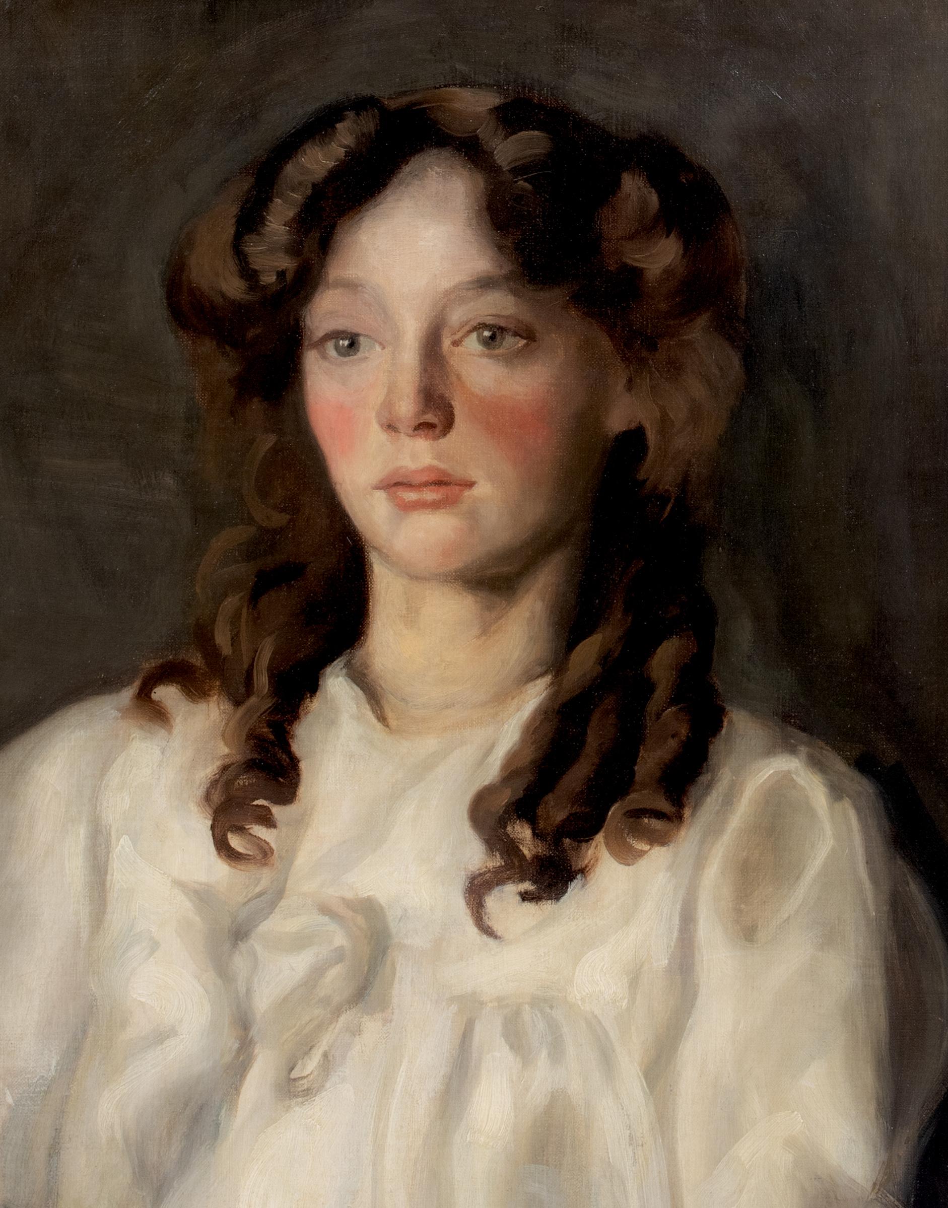 Portrait Of A Girl In White, circa 1900  Portrait Of A Girl In White Hugh RAMSAY For Sale 4