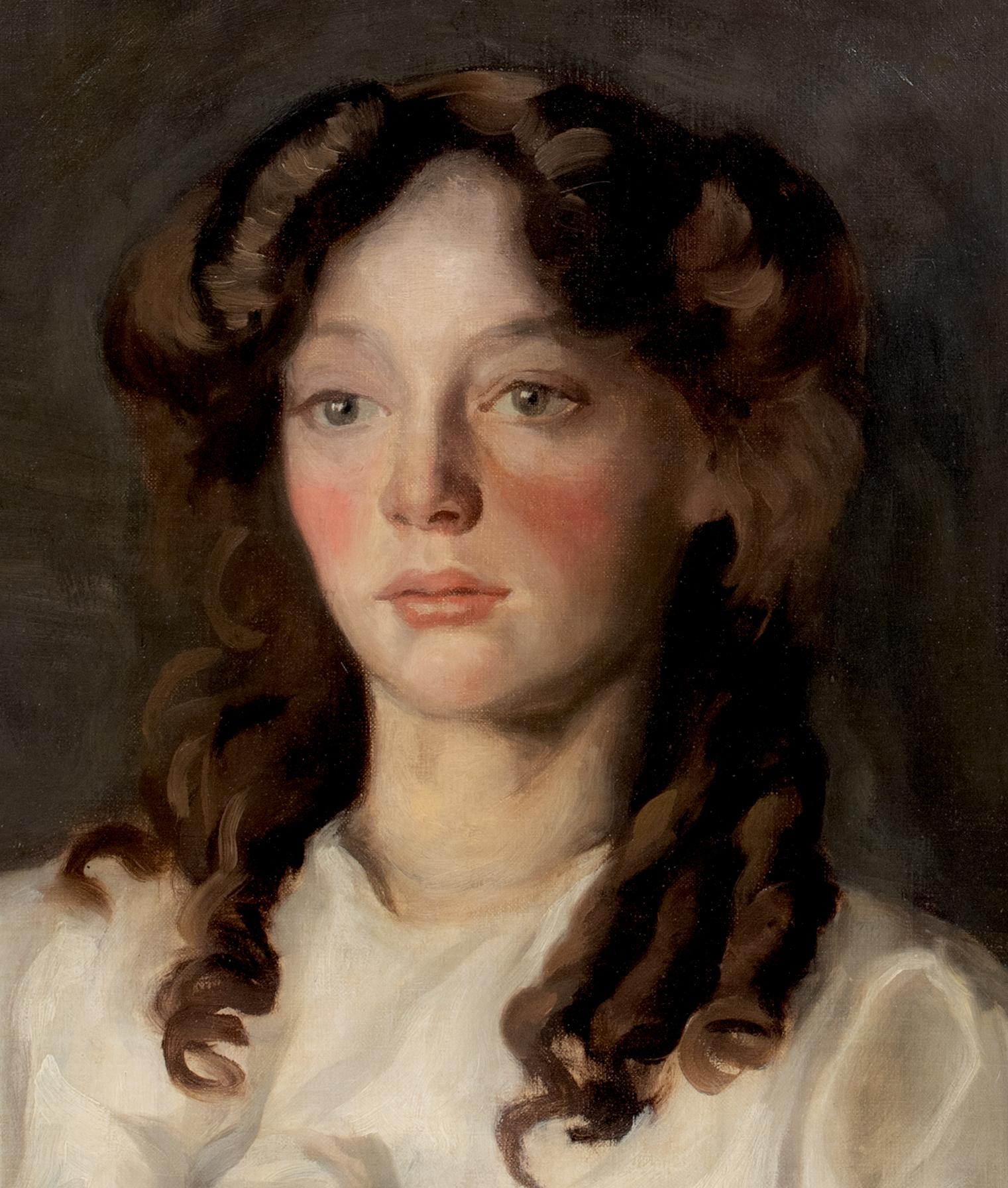 Portrait Of A Girl In White, circa 1900  Portrait Of A Girl In White Hugh RAMSAY For Sale 5