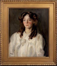 Portrait Of A Girl In White, circa 1900 Portrait Of A Girl In White Hugh RAMSAY