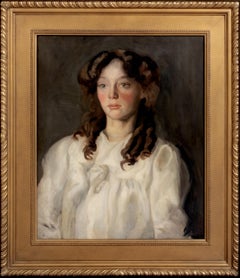 Antique Portrait Of A Girl In White, circa 1900  Portrait Of A Girl In White Hugh RAMSAY