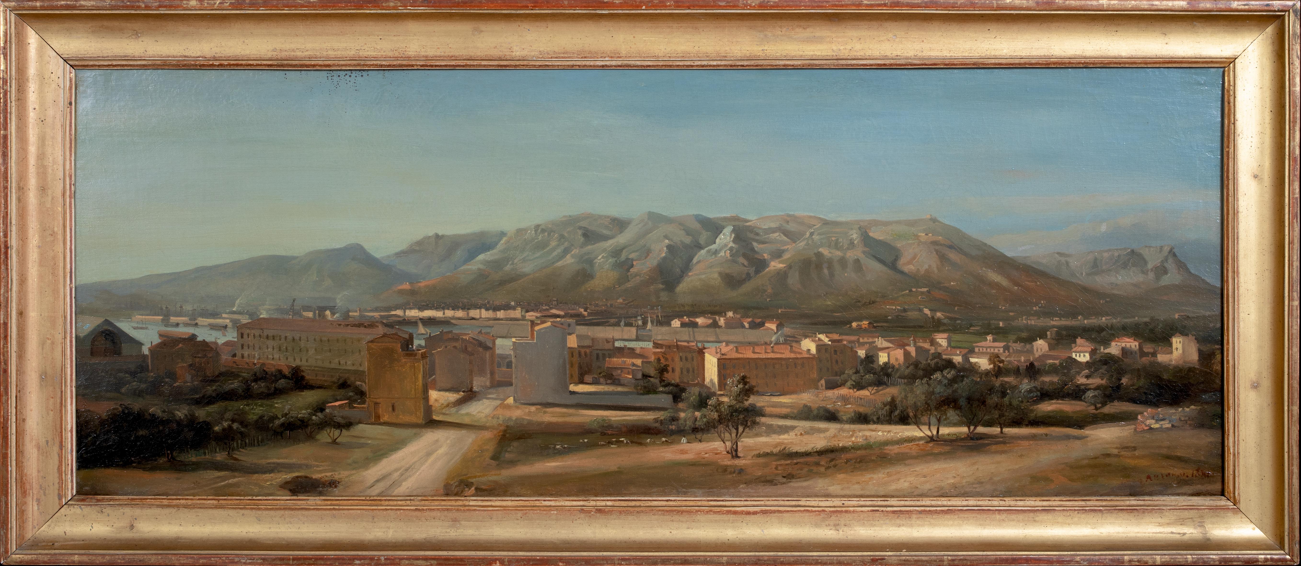 Unknown Portrait Painting - View of Toulon, France, dated 1848  signed indistinctly