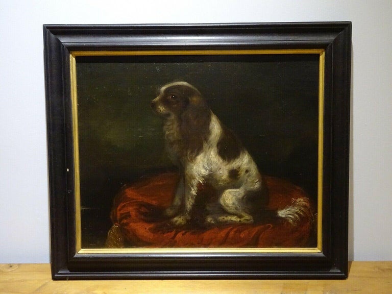 Portrait Of A King Charles Spaniel On A red Cushion, 18th Century - Painting by Unknown