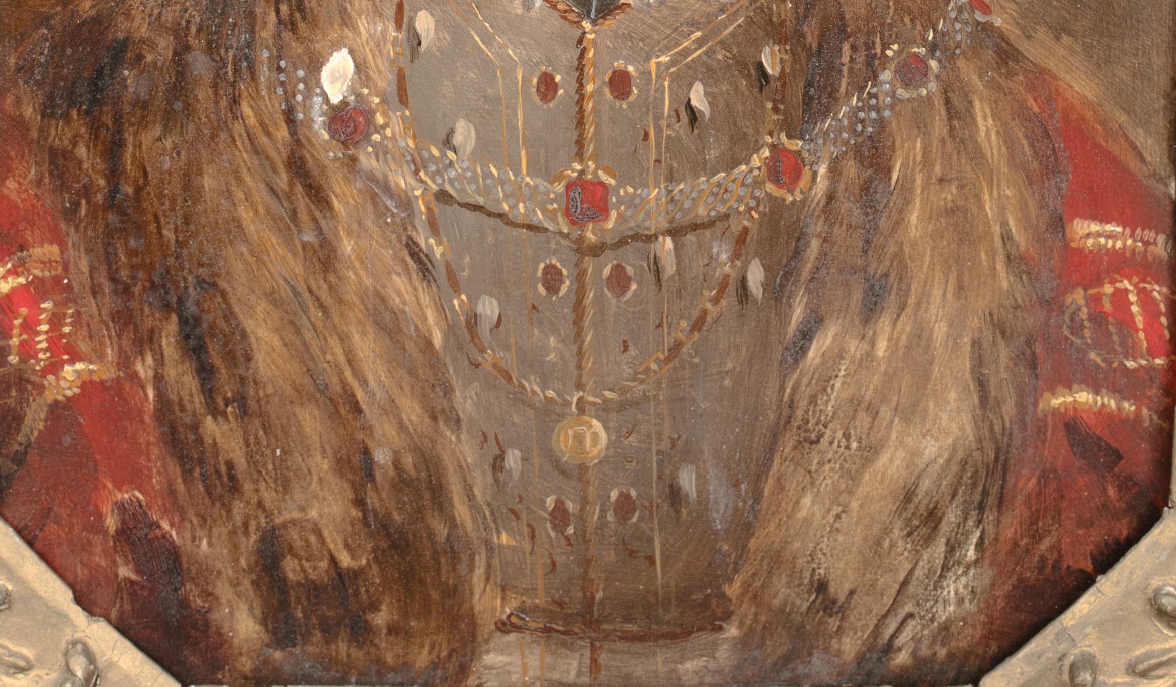 Ritratto di corte di un re Enrico VIII (1491-1547) scolpito all'inizio con cornice 6