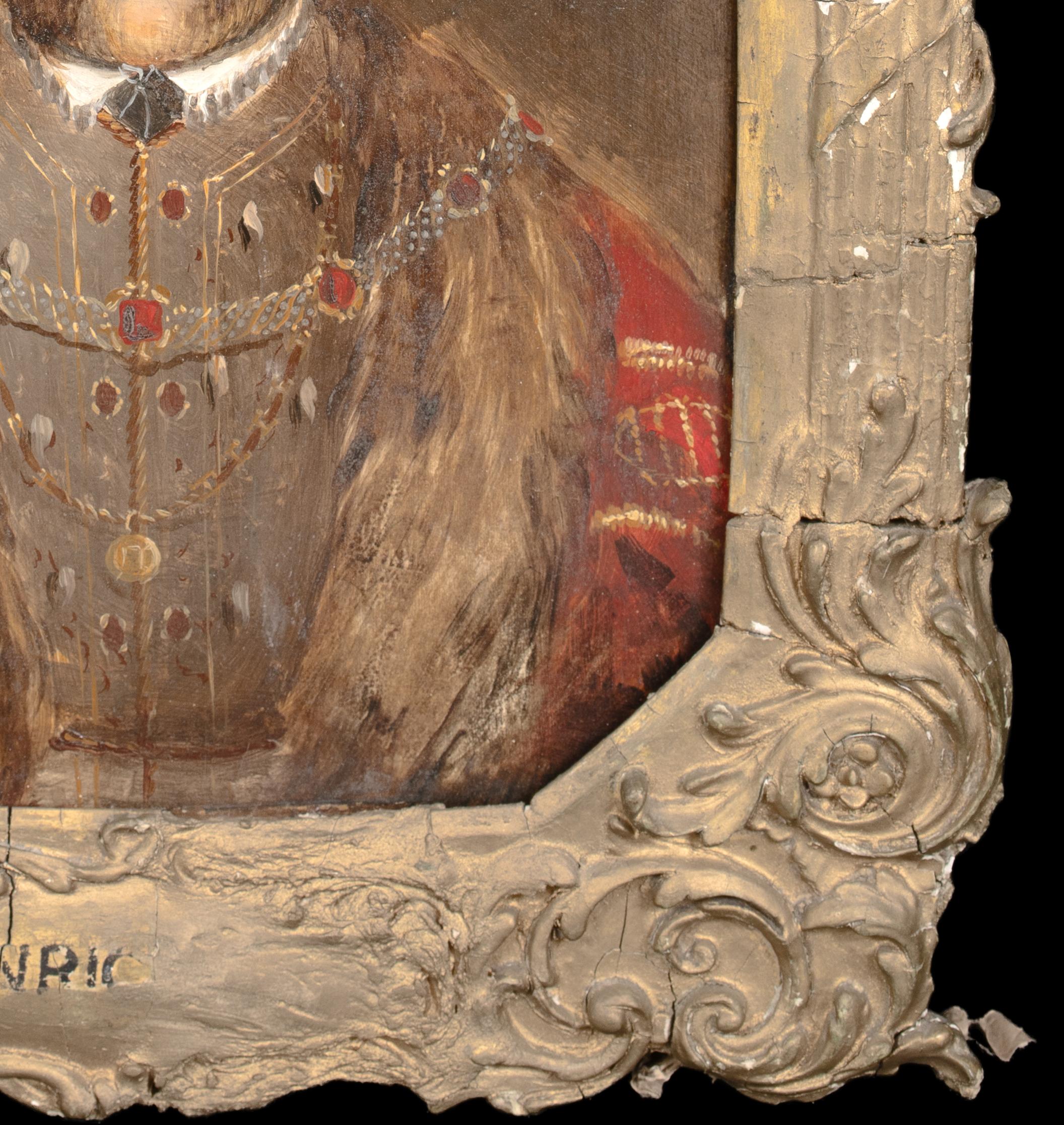 Ritratto del re Enrico VIII (1491-1547) 

English School 

Ritratto di Re Enrico VIII del XIX secolo, olio su tavola. Eccellente qualit�à e condizione rara raffigurazione precoce del monarca inglese in abiti di corte. In buone condizioni per la sua