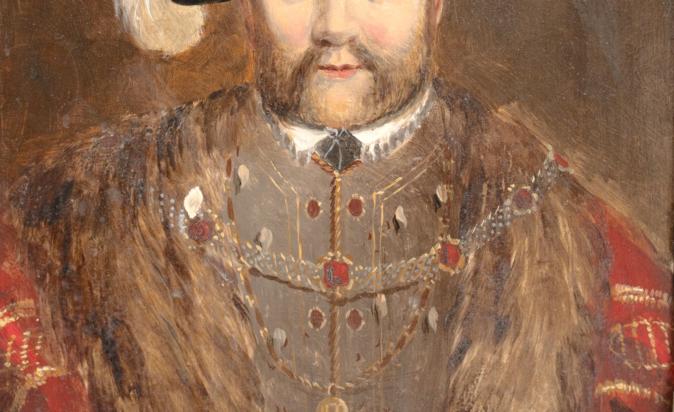 Ritratto di corte di un re Enrico VIII (1491-1547) scolpito all'inizio con cornice 2