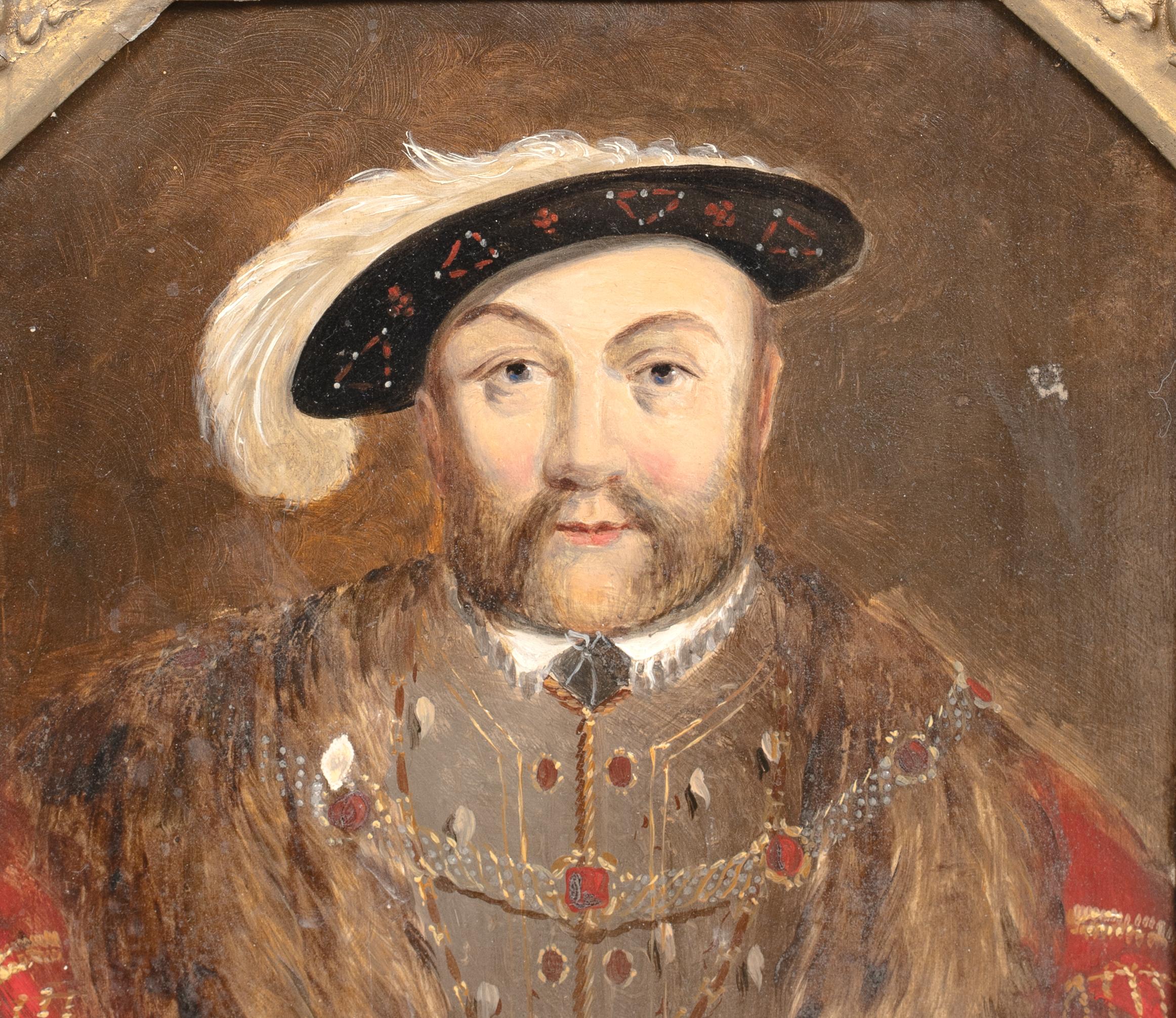 Ritratto di corte di un re Enrico VIII (1491-1547) scolpito all'inizio con cornice 3
