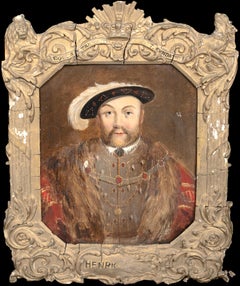 Ritratto di corte di un re Enrico VIII (1491-1547) scolpito all'inizio con cornice
