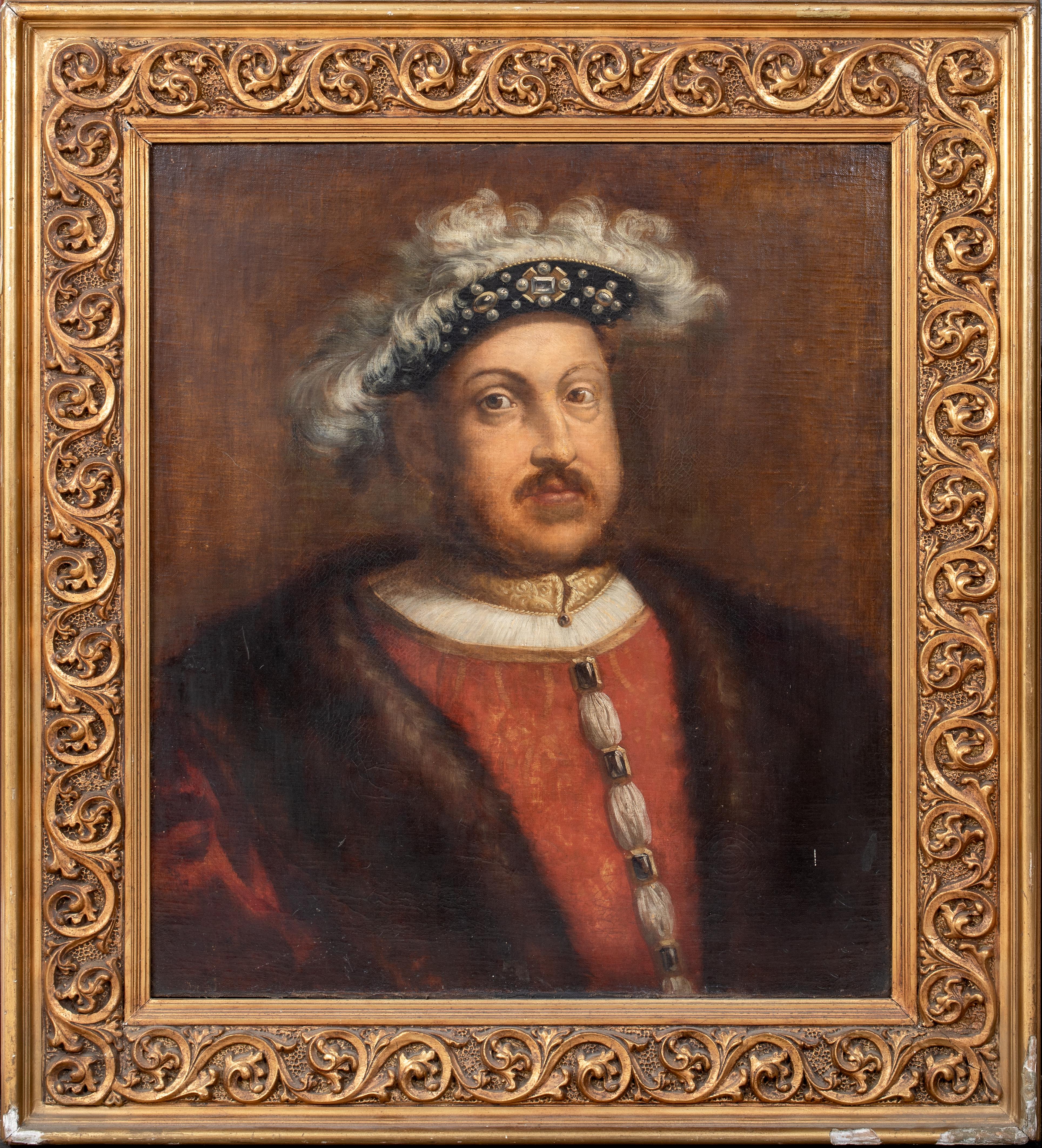 Unknown Portrait Painting - Portrait Of A King Henry VIII (1491-1547), 17th Century 